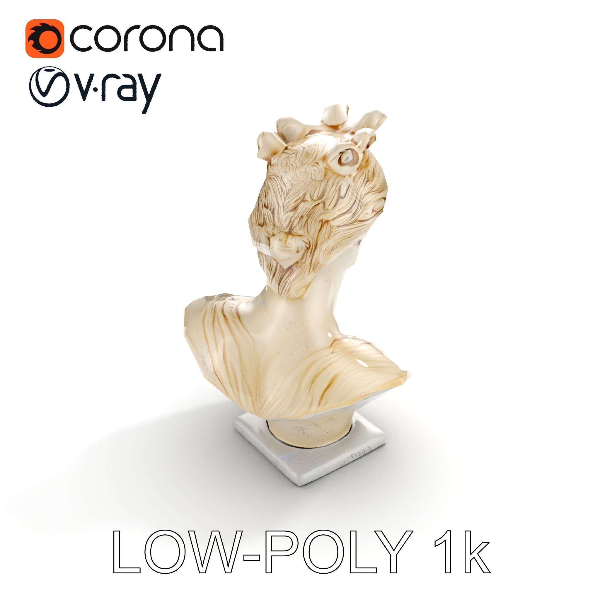 Classical Greek Bust Sculpture D Model Pack Low-poly 3D model_11