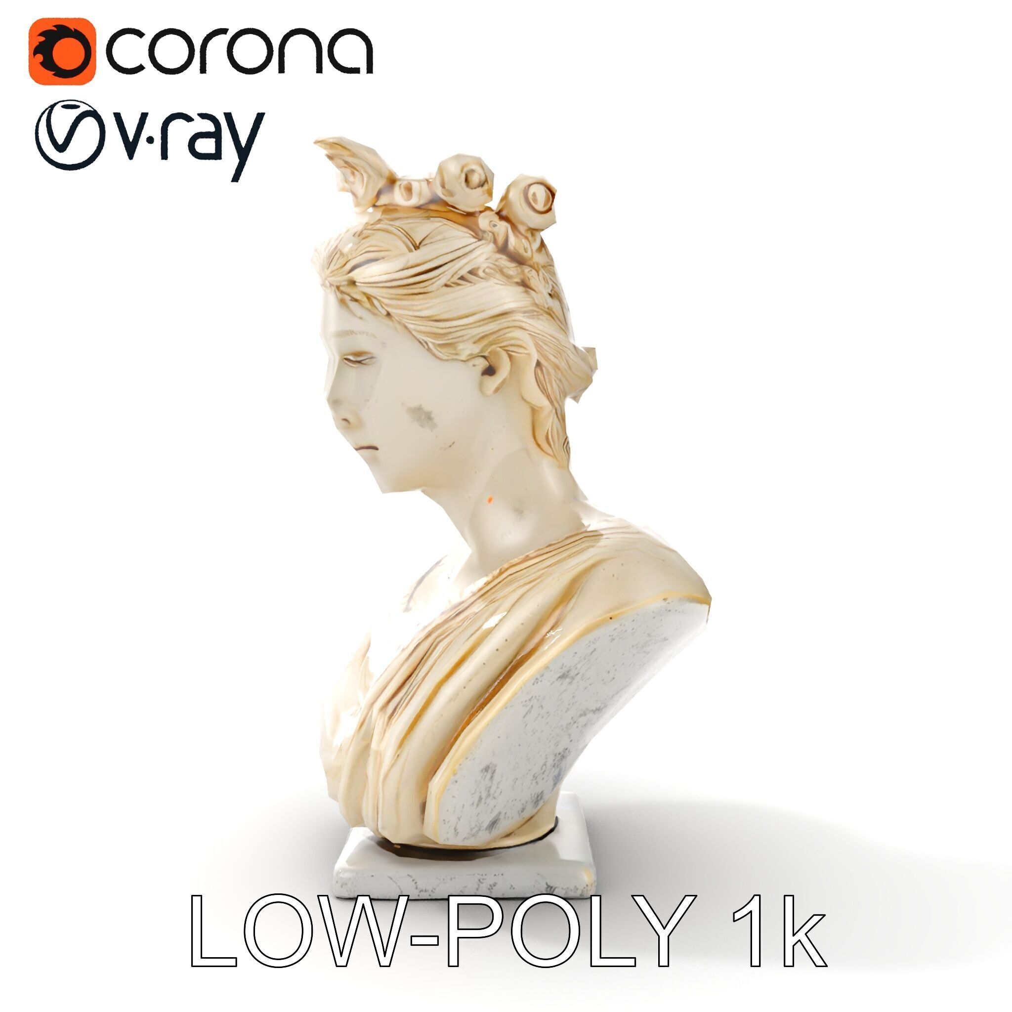 Classical Greek Bust Sculpture D Model Pack Low-poly 3D model_20