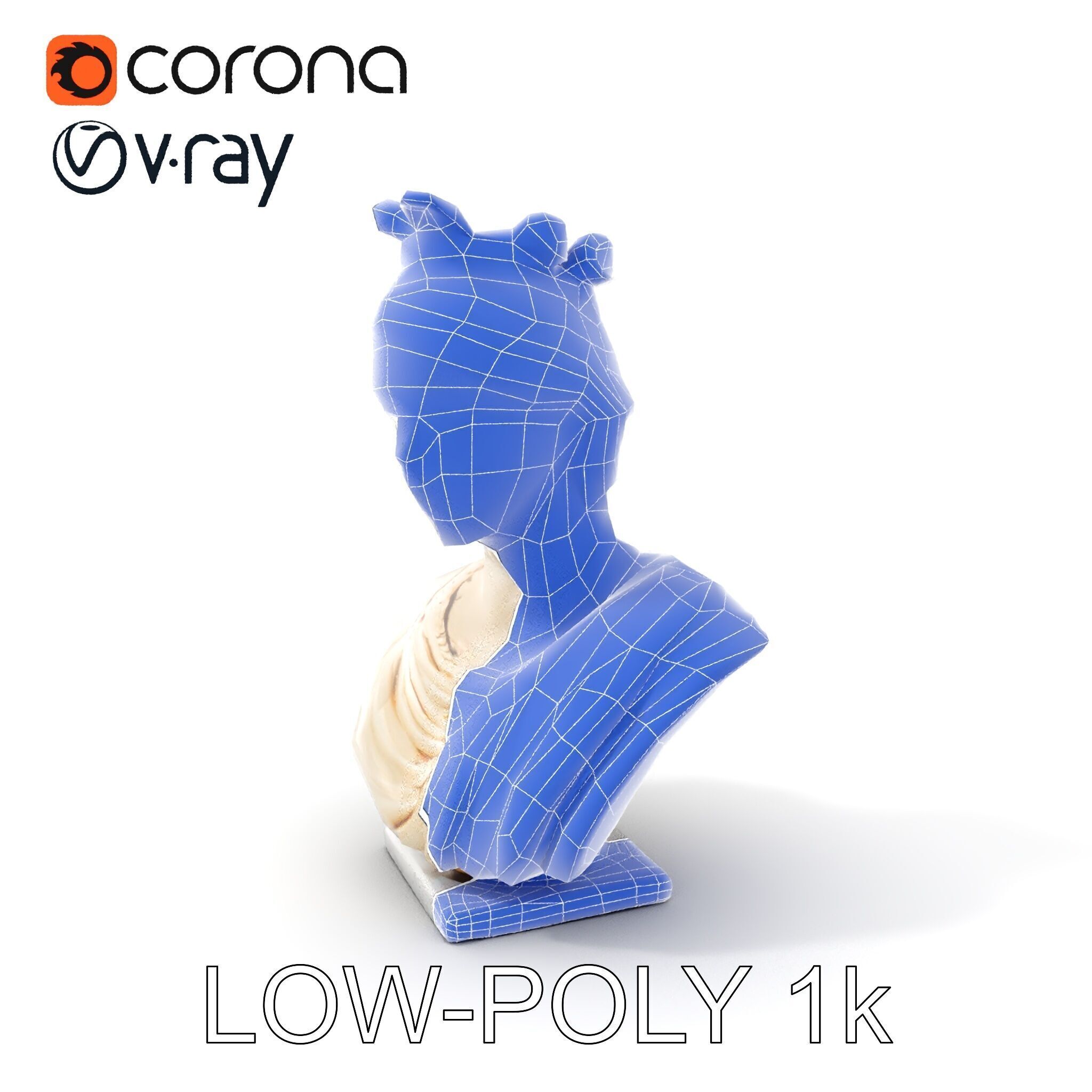 Classical Greek Bust Sculpture D Model Pack Low-poly 3D model_17