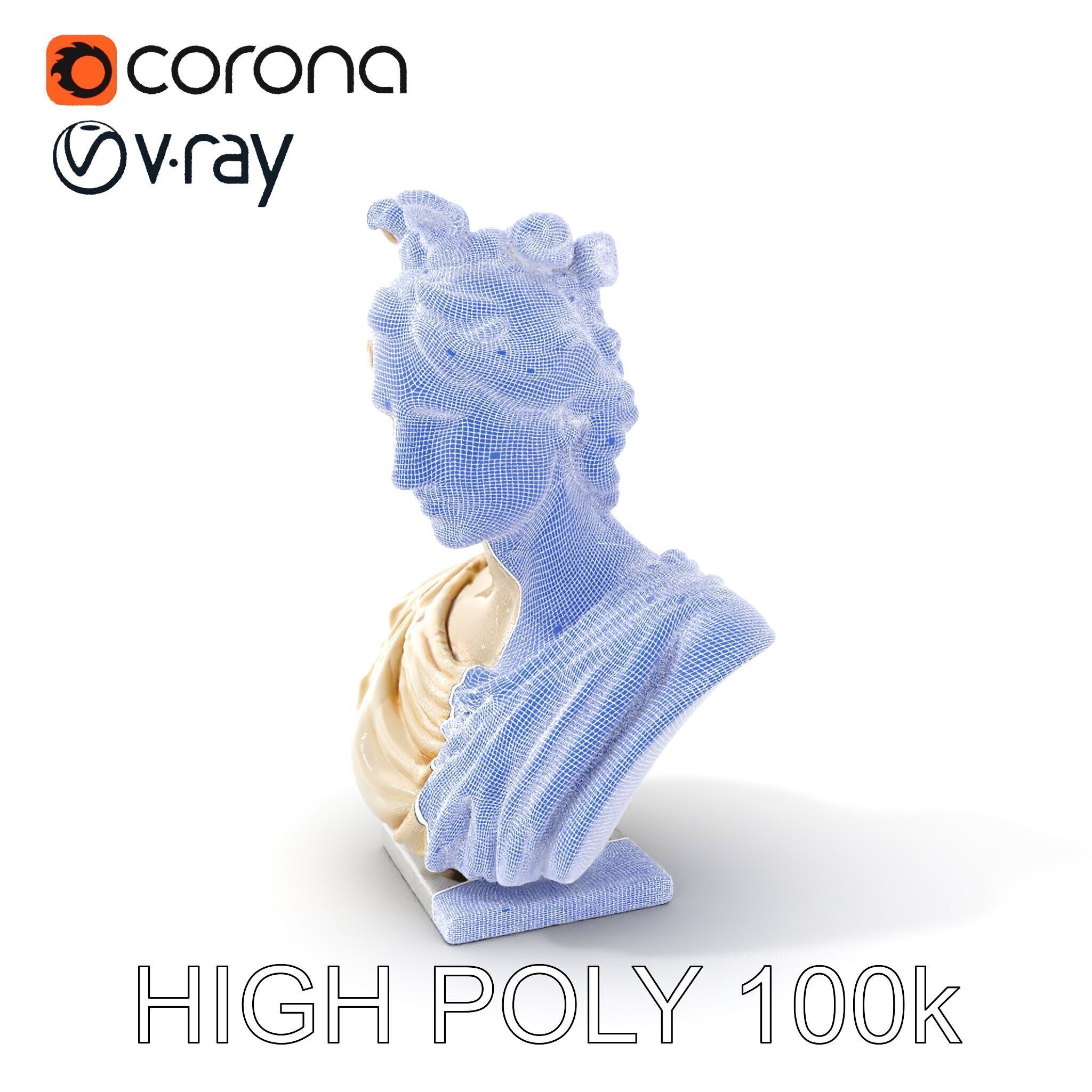 Classical Greek Bust Sculpture D Model Pack Low-poly 3D model_4