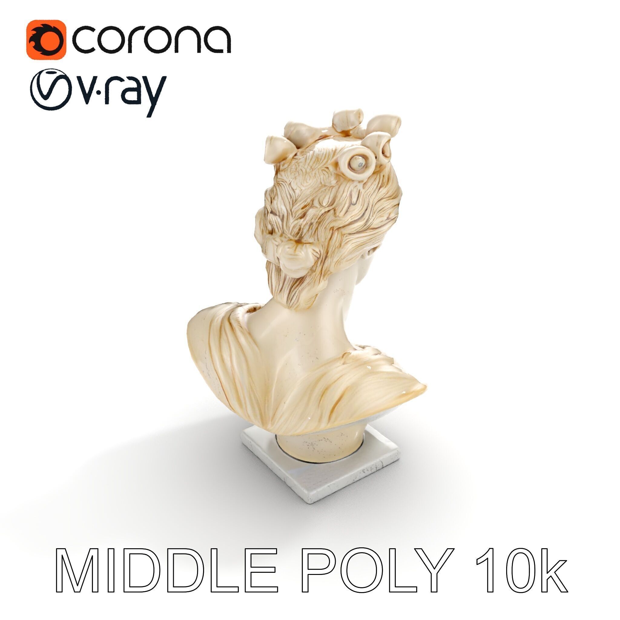 Classical Greek Bust Sculpture D Model Pack Low-poly 3D model_6