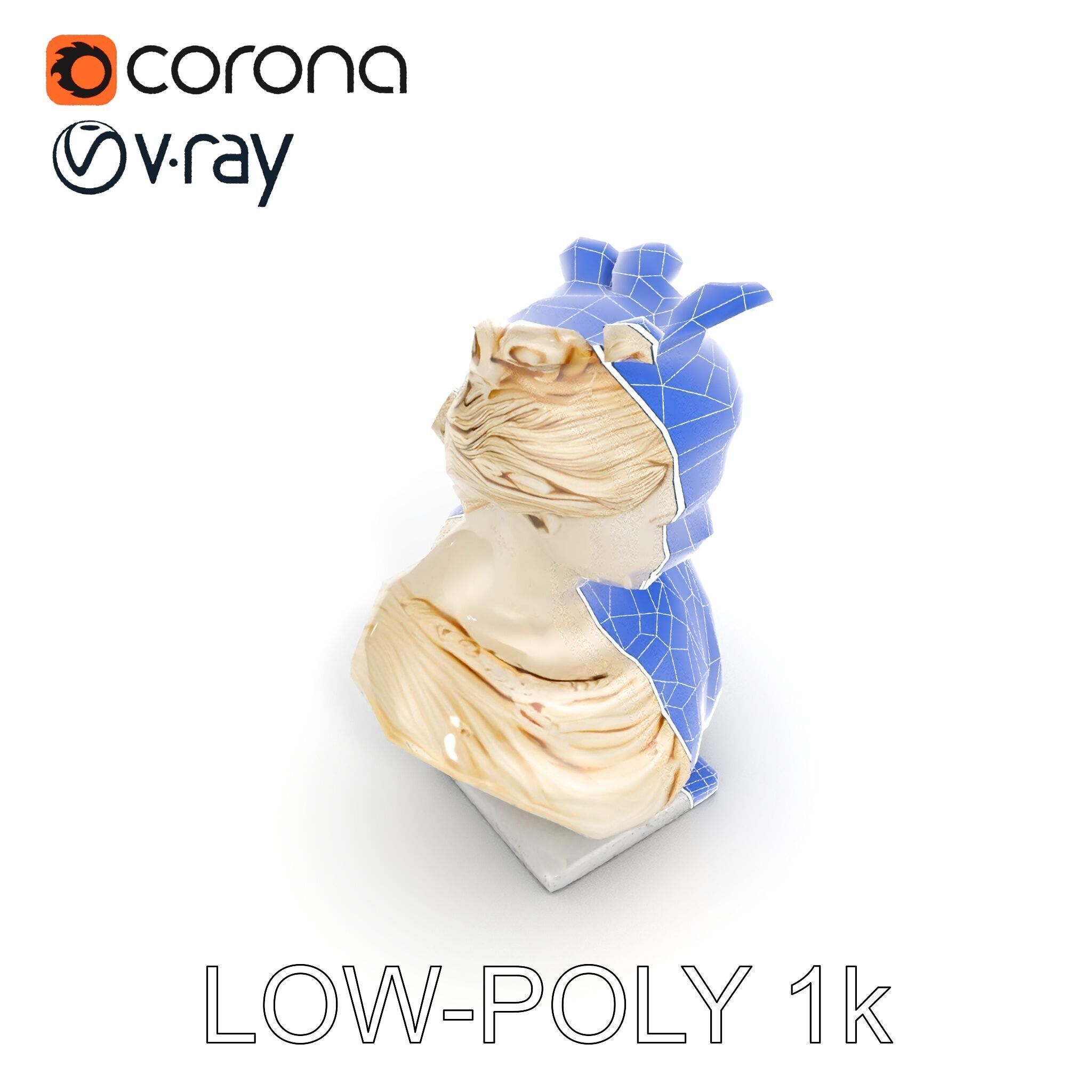 Classical Greek Bust Sculpture D Model Pack Low-poly 3D model_31