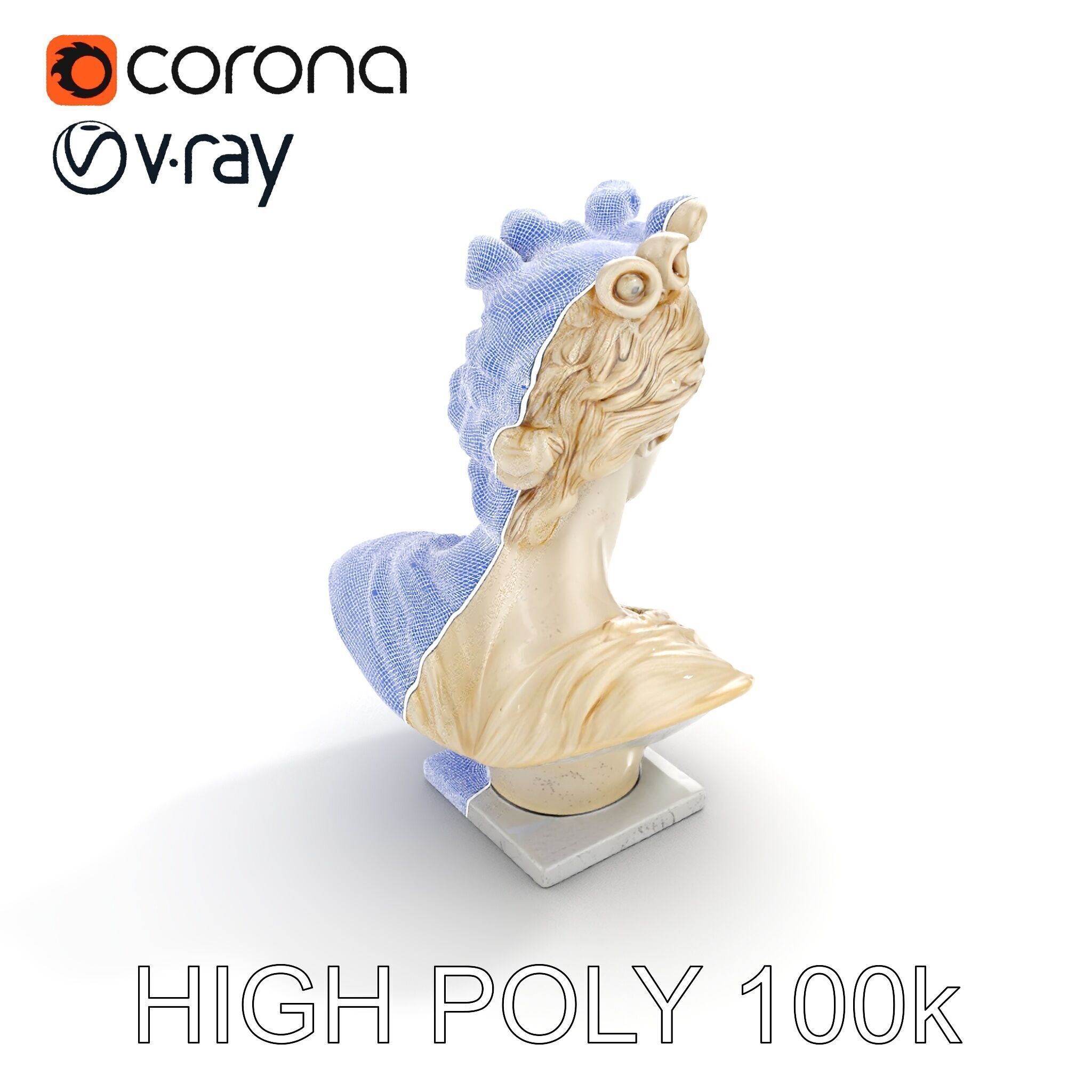 Classical Greek Bust Sculpture D Model Pack Low-poly 3D model_26