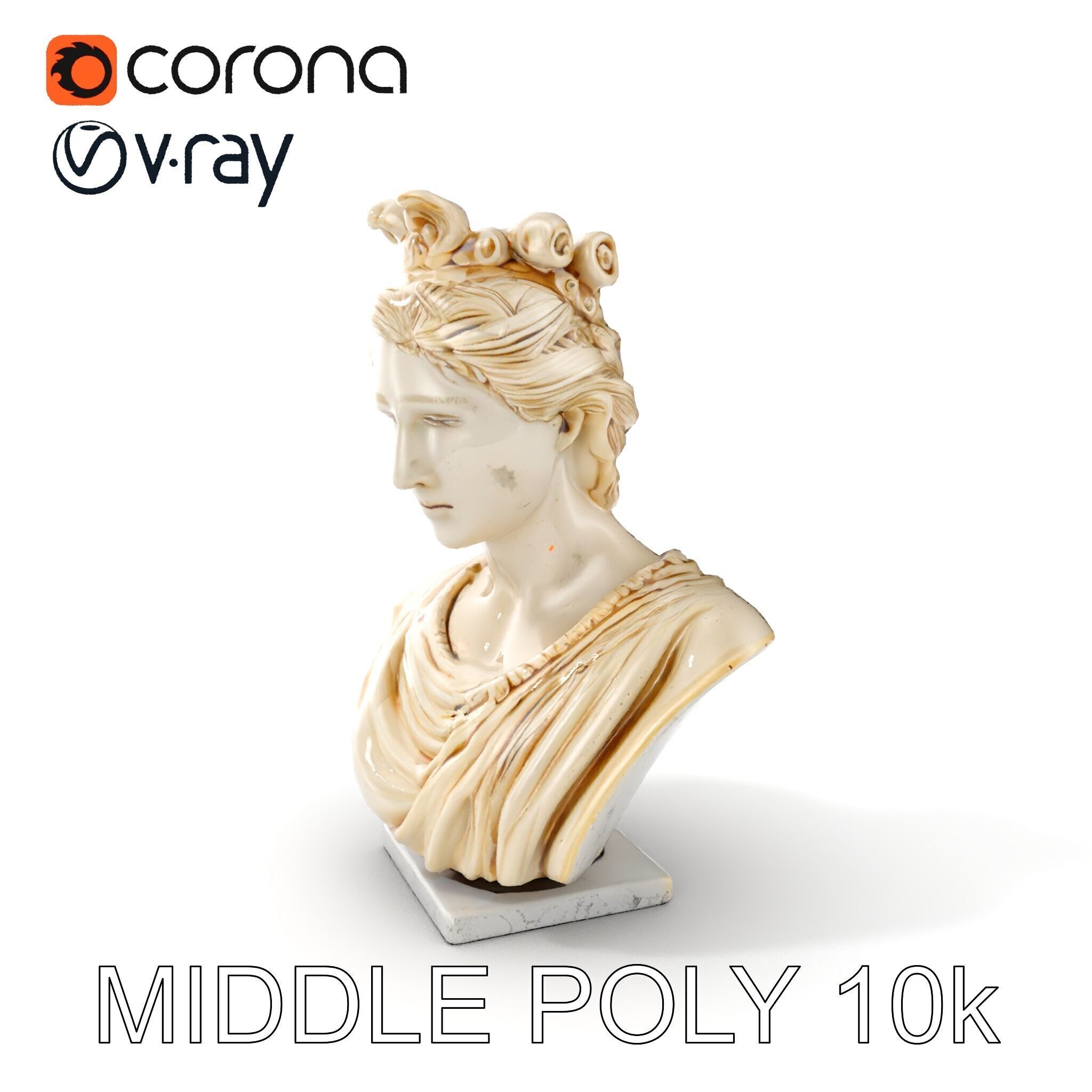 Classical Greek Bust Sculpture D Model Pack Low-poly 3D model_8
