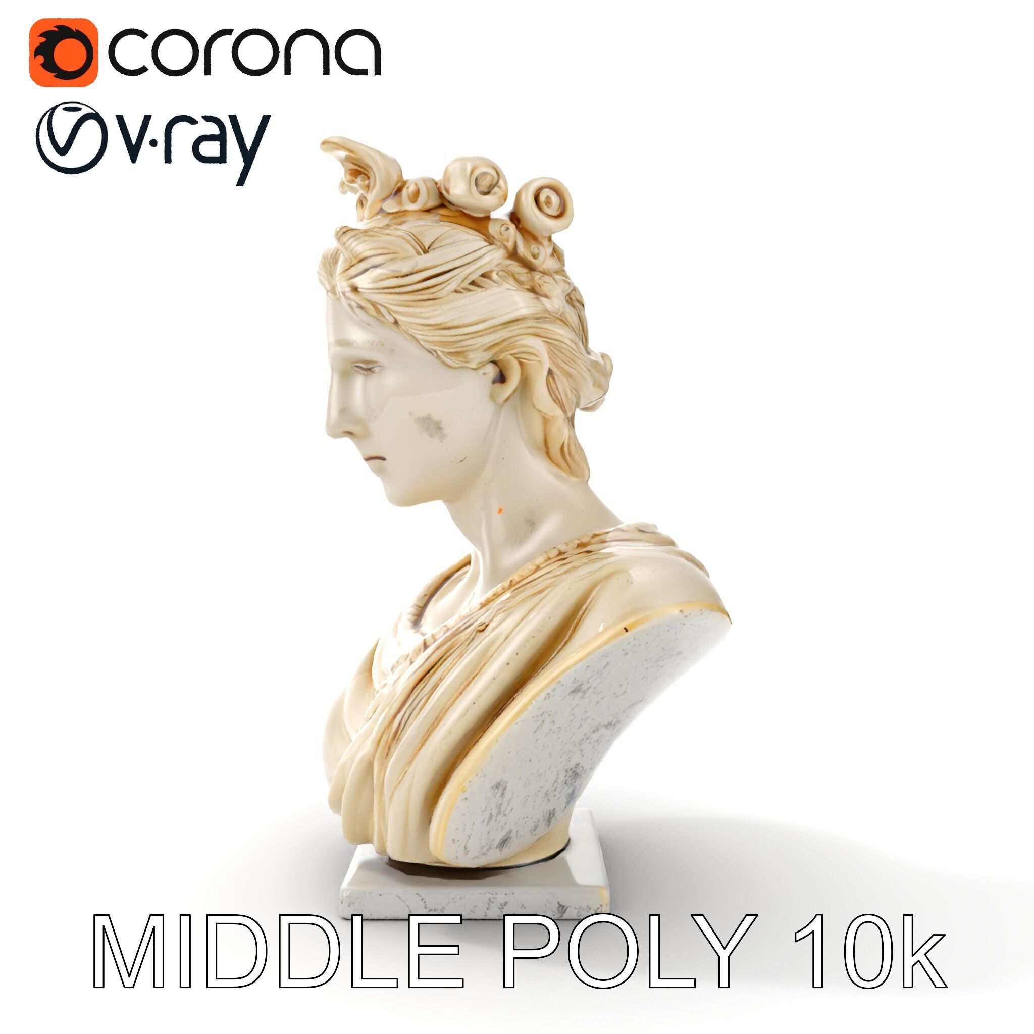 Classical Greek Bust Sculpture D Model Pack Low-poly 3D model_10