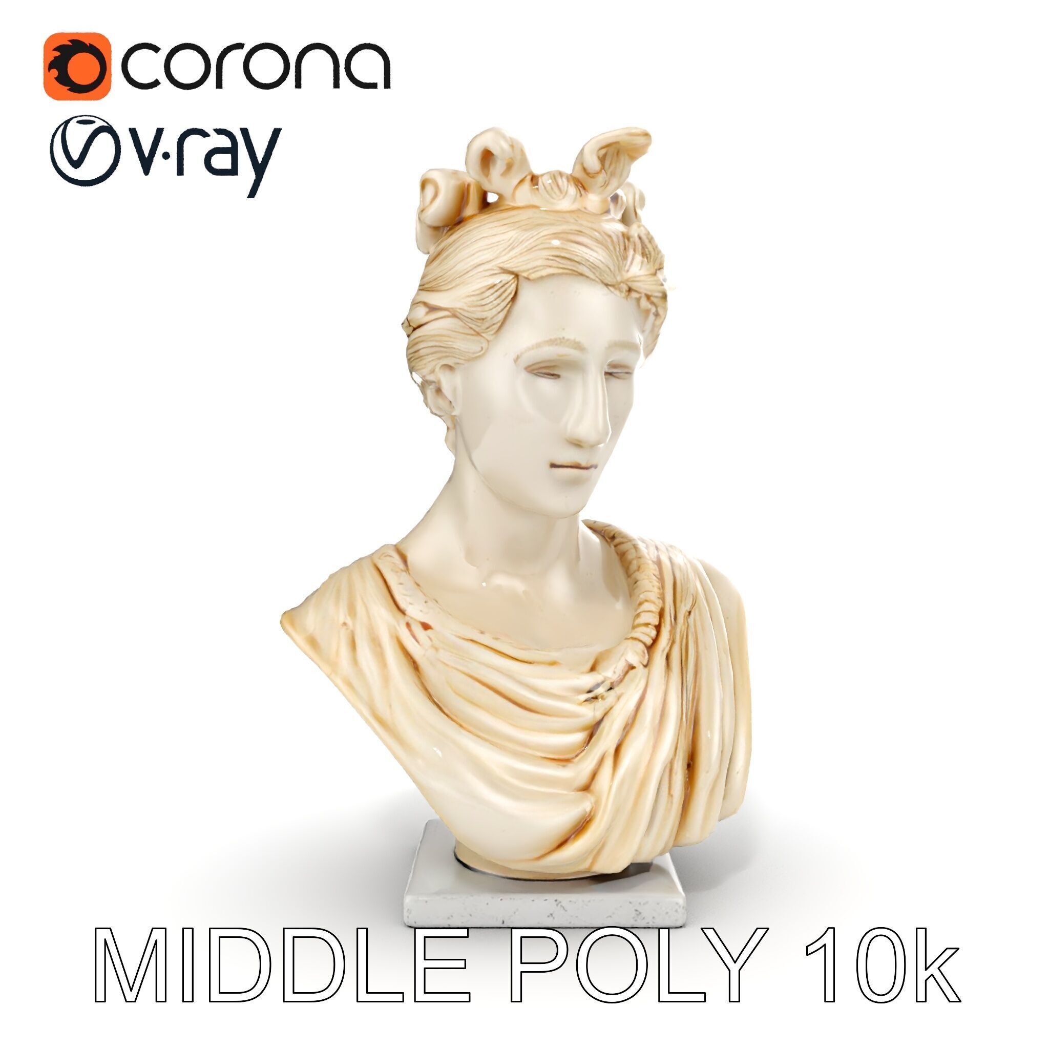 Classical Greek Bust Sculpture D Model Pack Low-poly 3D model_19