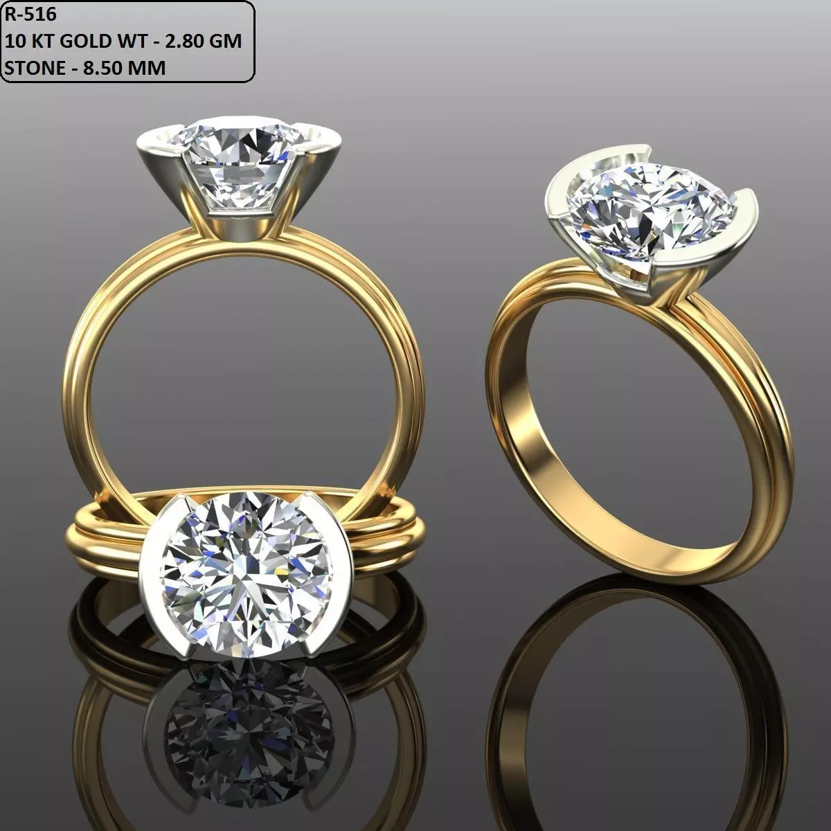 Solitaire Ring 3D print model_0