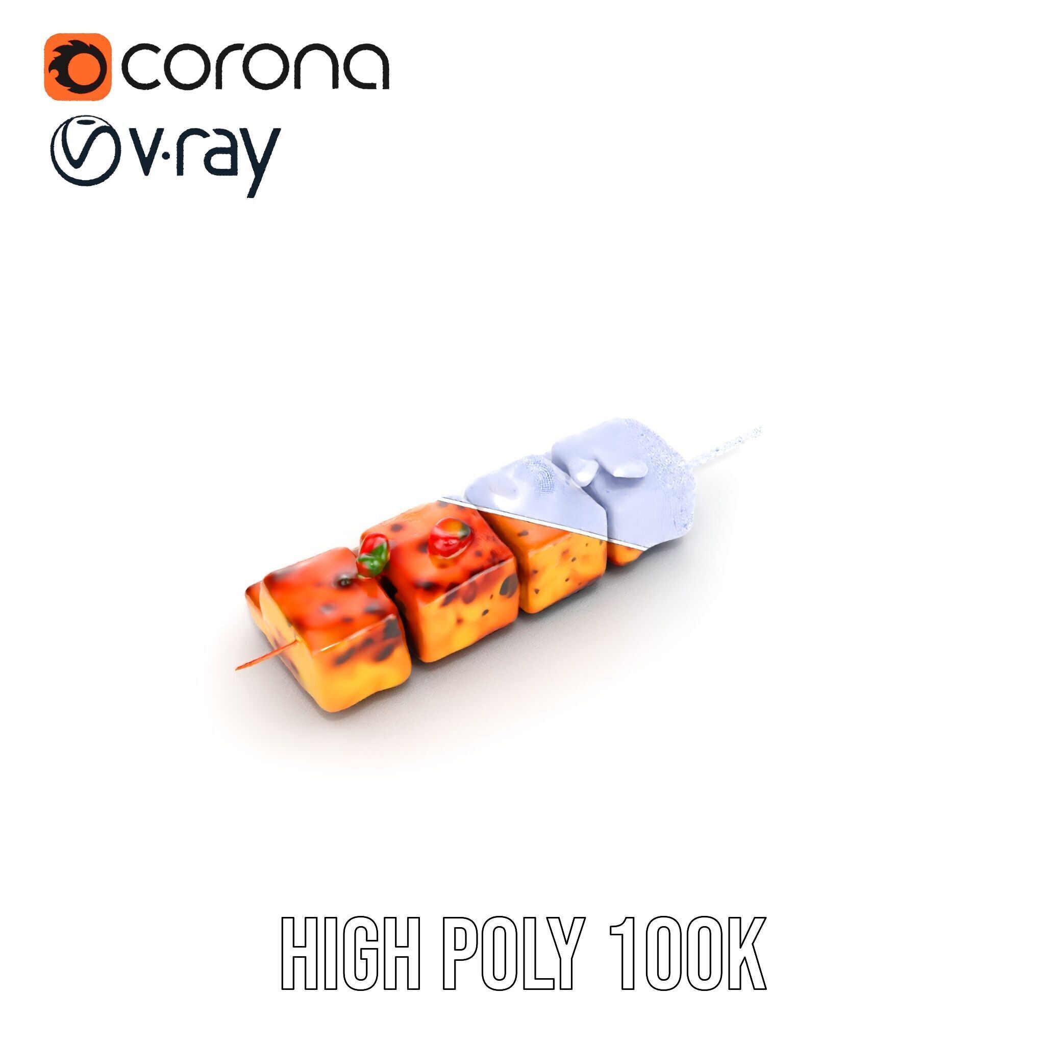 Grilled Skewer Model Pack with PBR Textures Low-poly 3D model_23