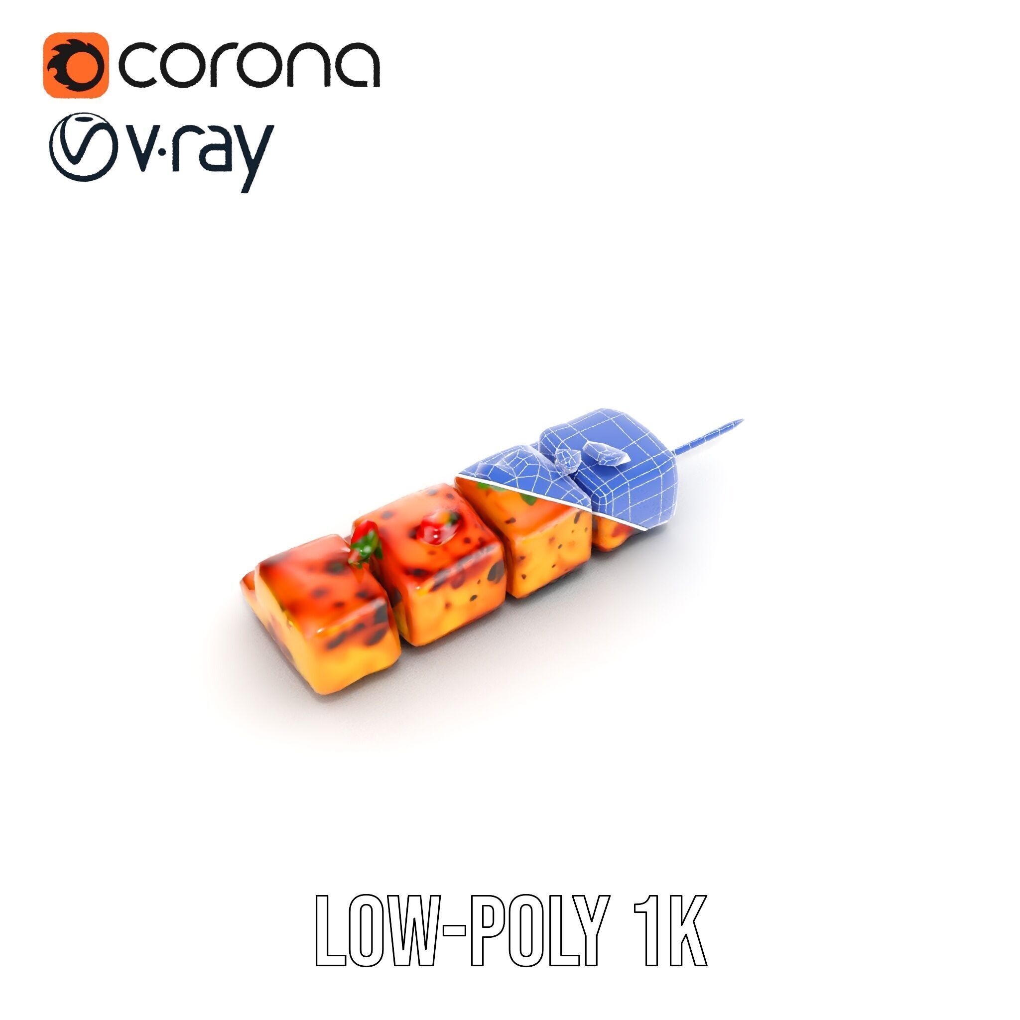 Grilled Skewer Model Pack with PBR Textures Low-poly 3D model_18