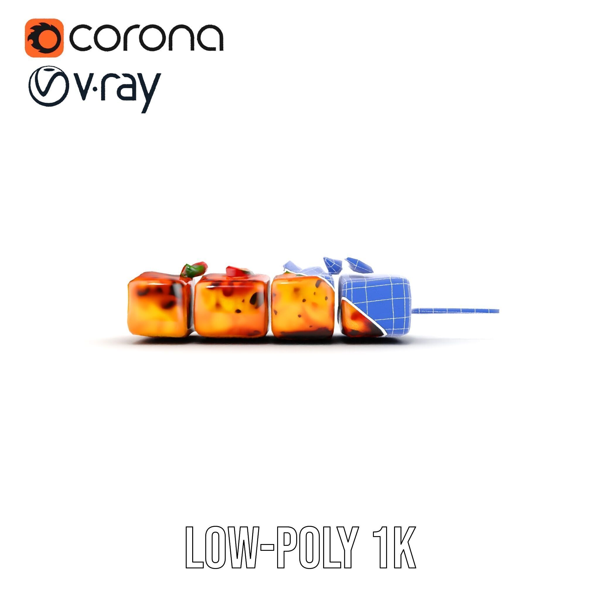 Grilled Skewer Model Pack with PBR Textures Low-poly 3D model_22