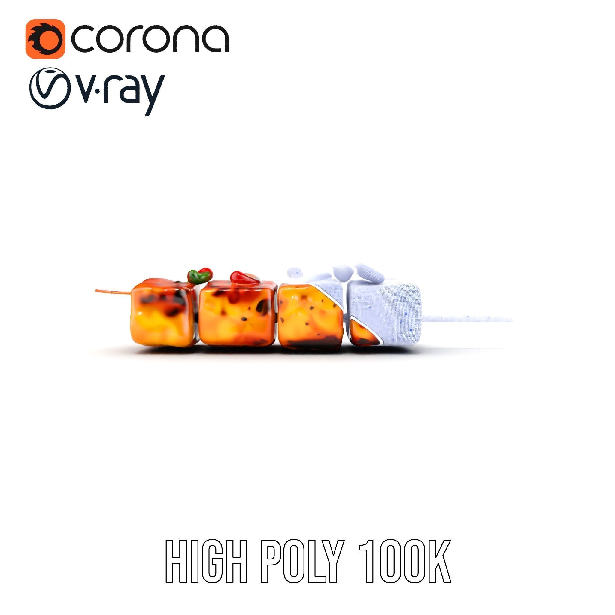 Grilled Skewer Model Pack with PBR Textures Low-poly 3D model_32