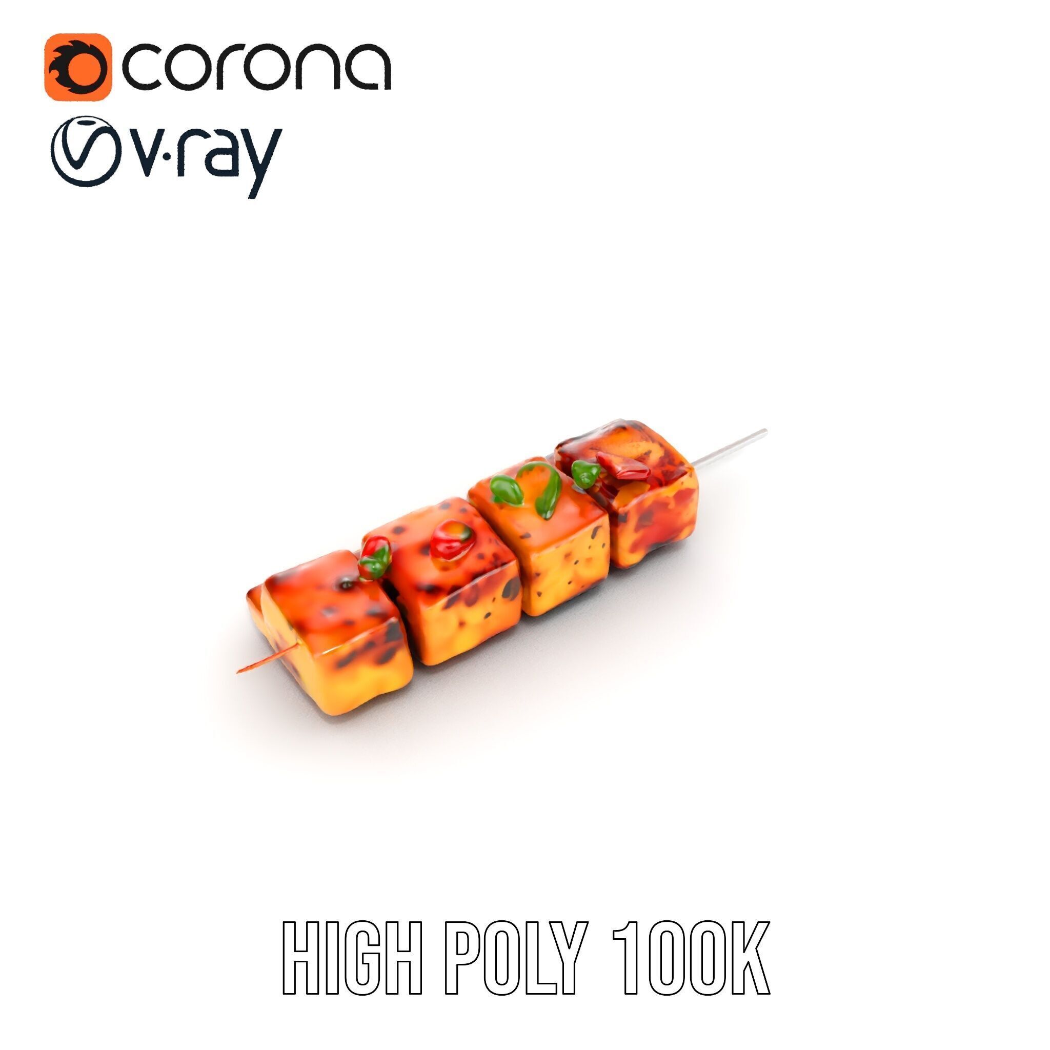 Grilled Skewer Model Pack with PBR Textures Low-poly 3D model_10