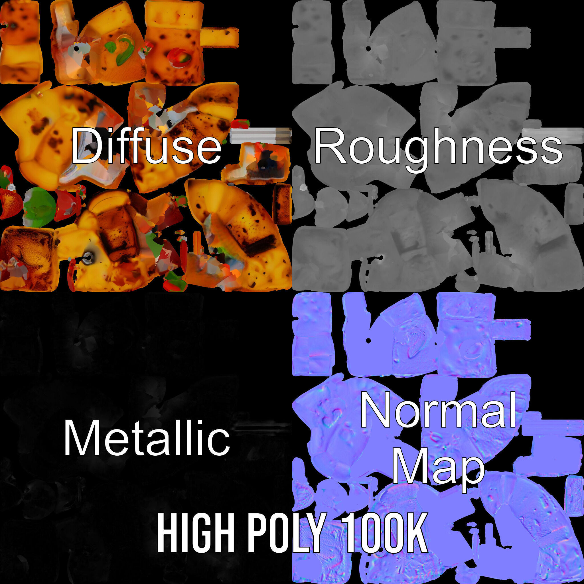 Grilled Skewer Model Pack with PBR Textures Low-poly 3D model_3