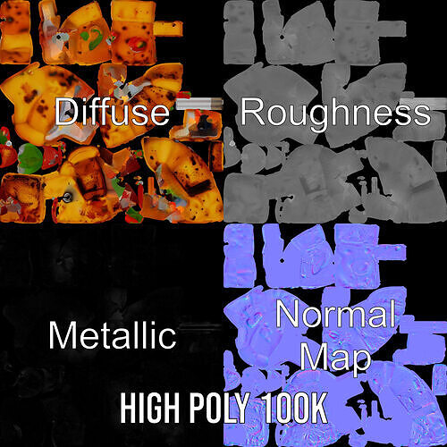 Grilled Skewer Model Pack with PBR Textures Low-poly 3D model 3