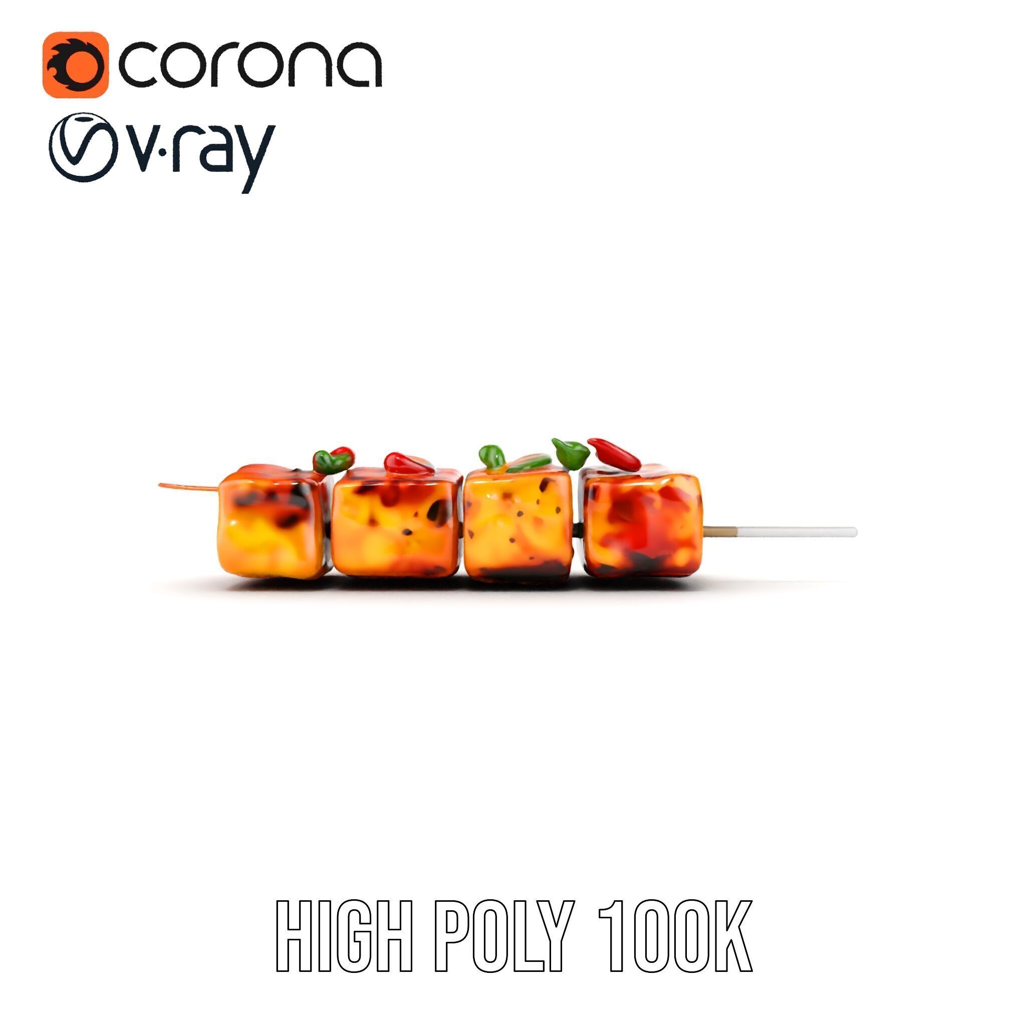 Grilled Skewer Model Pack with PBR Textures Low-poly 3D model_26