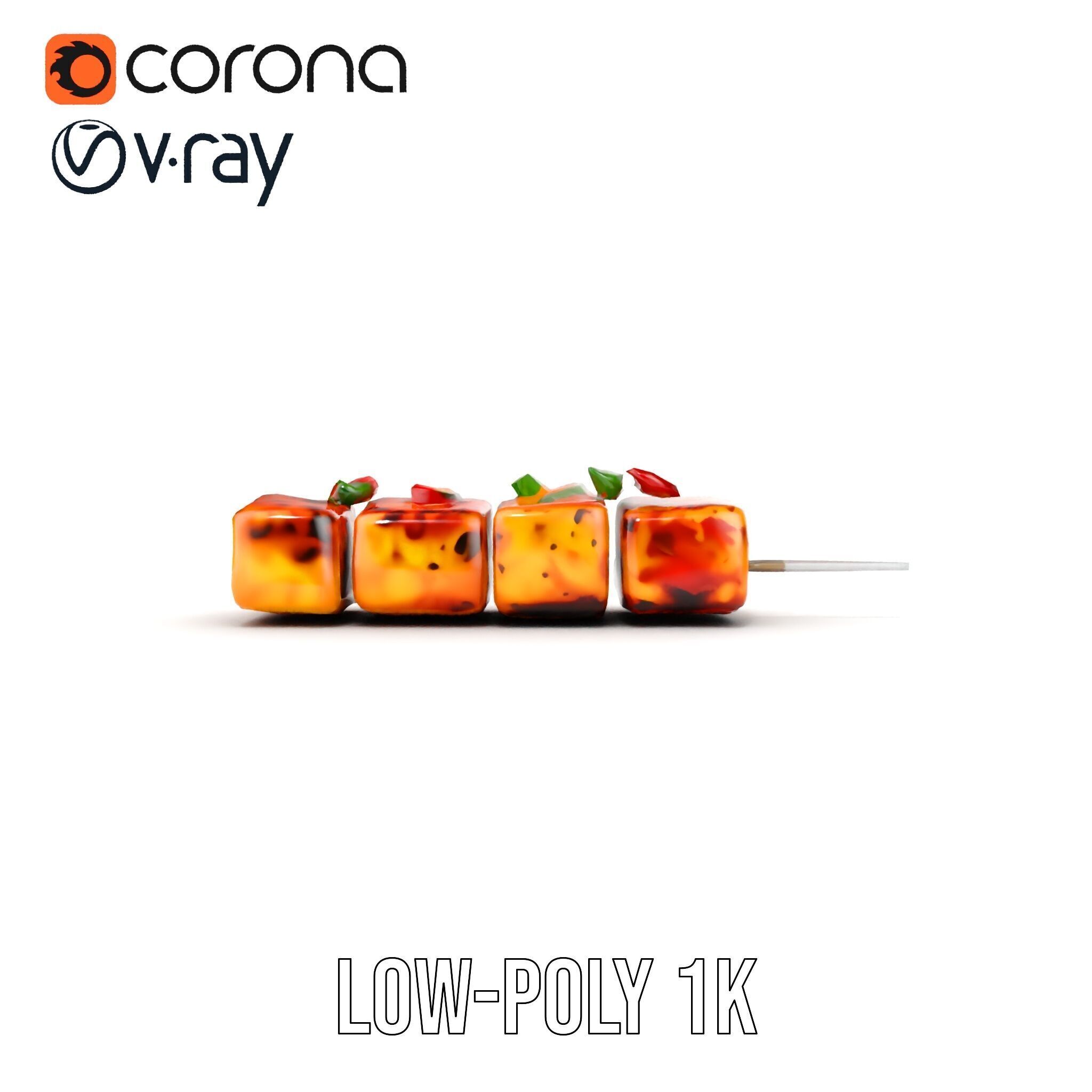 Grilled Skewer Model Pack with PBR Textures Low-poly 3D model_7