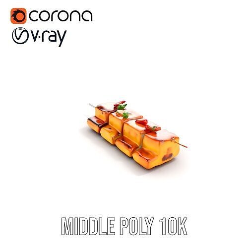 Grilled Skewer Model Pack with PBR Textures Low-poly 3D model 6
