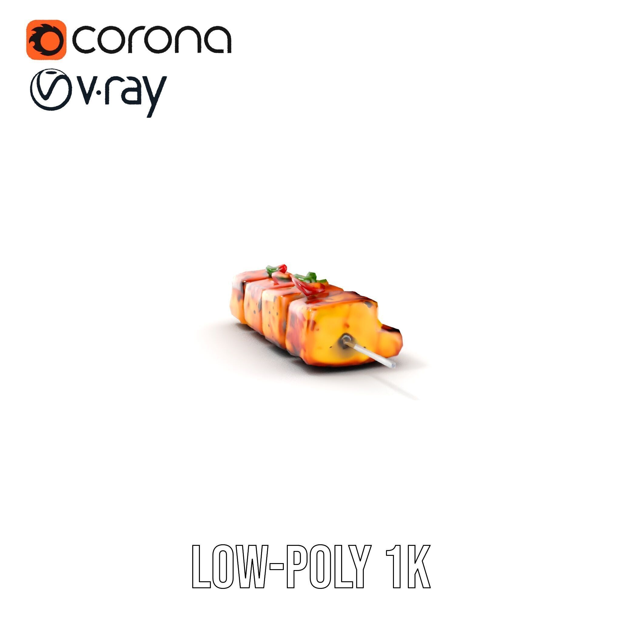 Grilled Skewer Model Pack with PBR Textures Low-poly 3D model_12