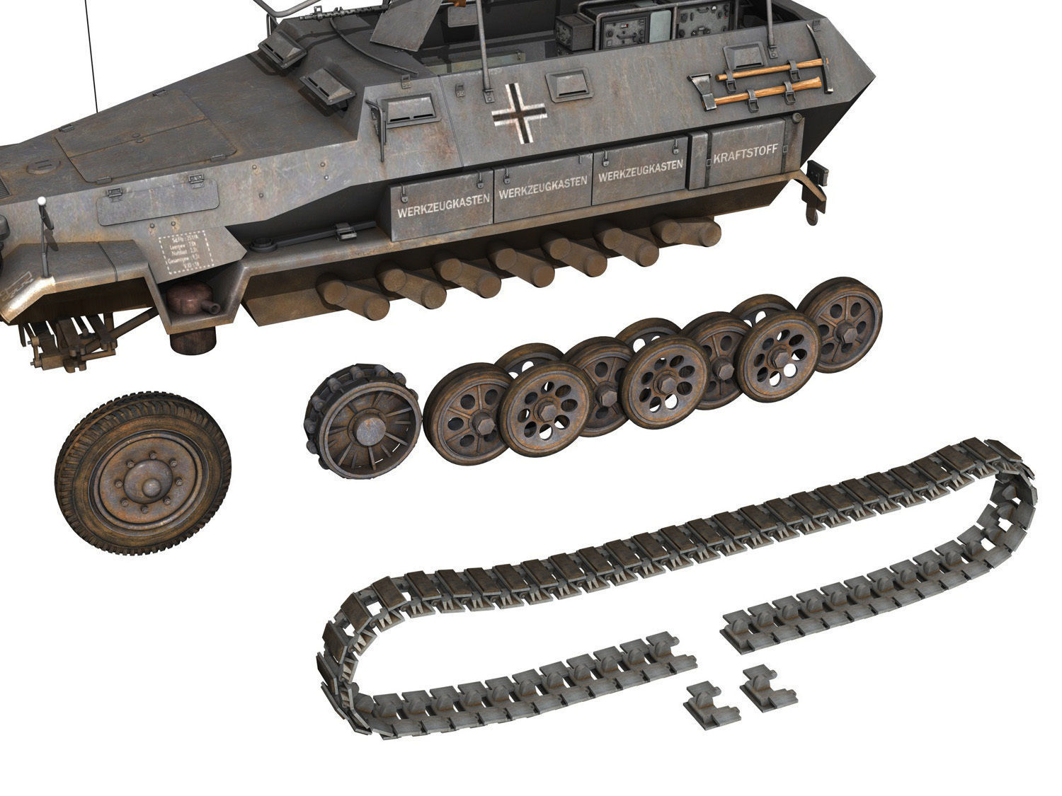 SDKFZ 251 3 Ausf A - Communications Vehicle - 8 PD 3D model_11