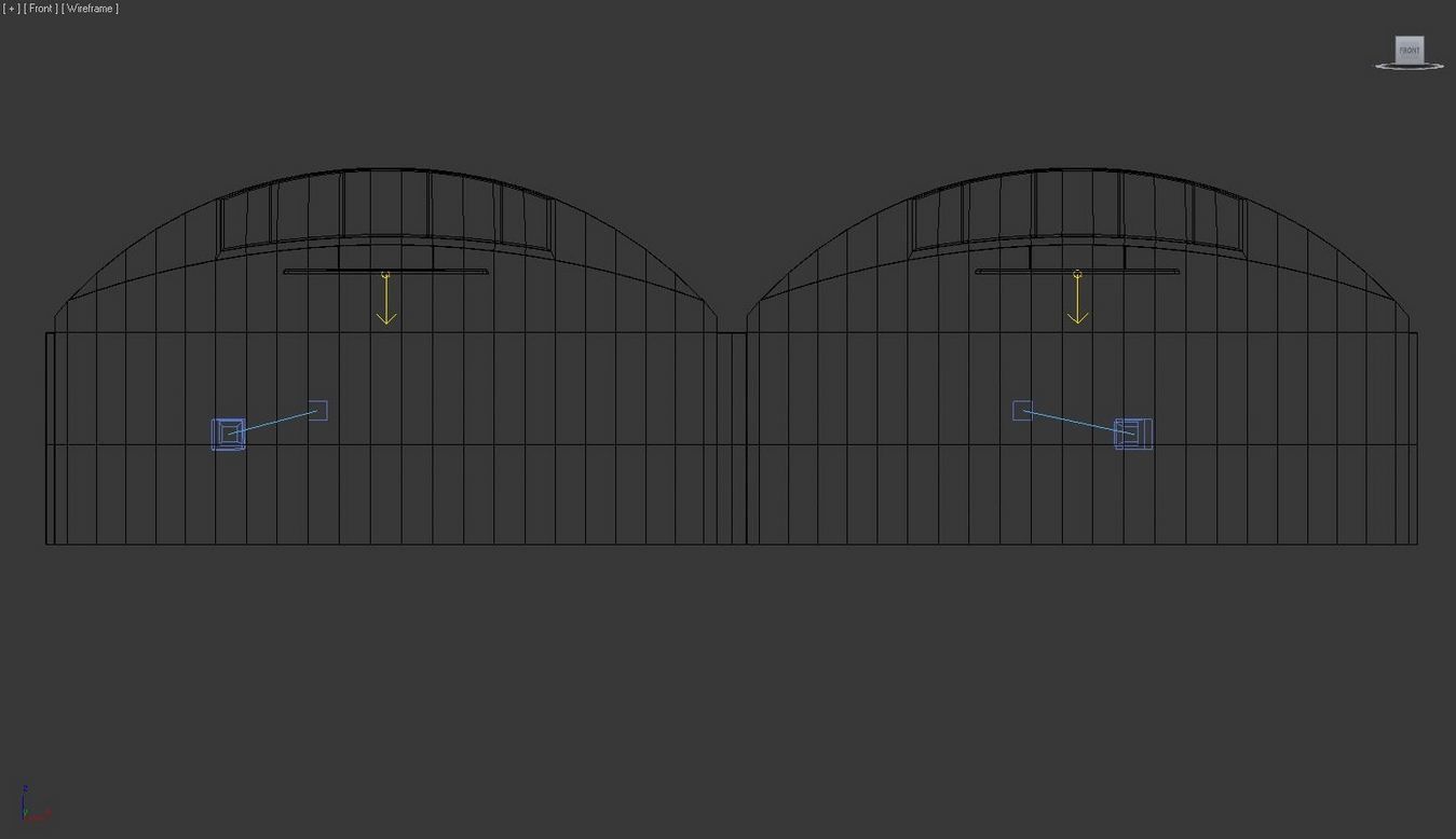 Warehouse long hallway with arches and lights Low-poly 3D model_7