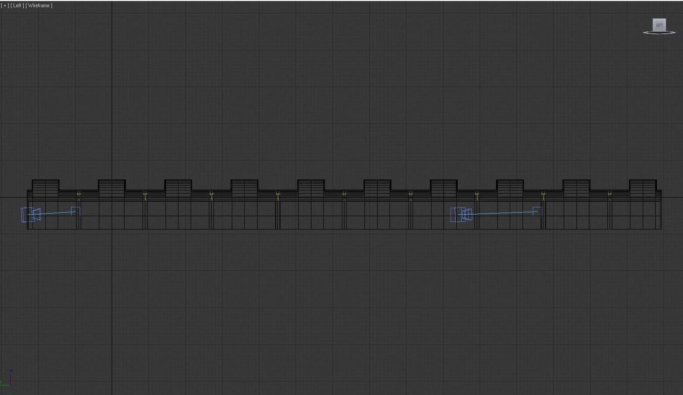 Warehouse long hallway with arches and lights Low-poly 3D model_9