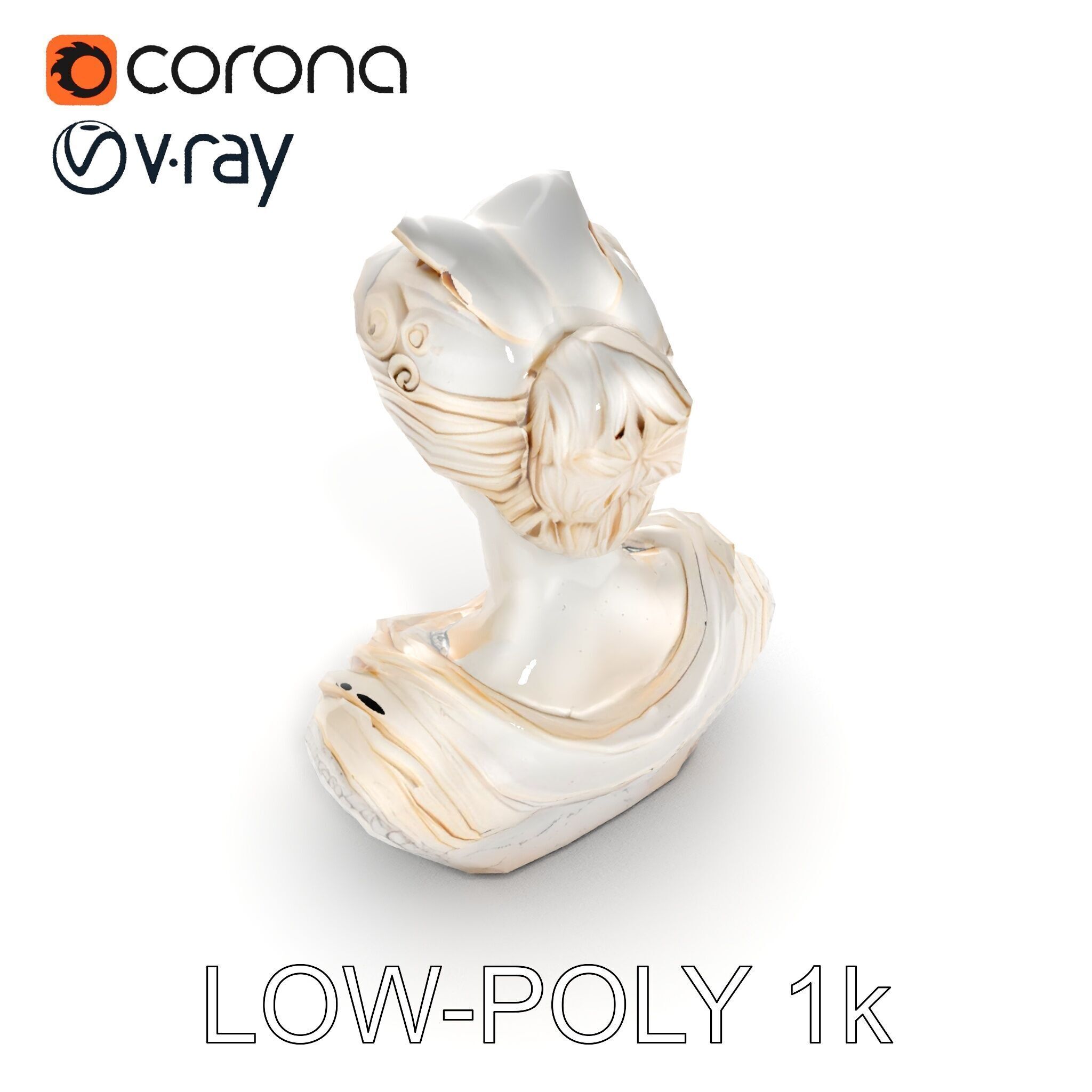 Classical Bust Sculpture Model Pack Low-poly 3D model_9