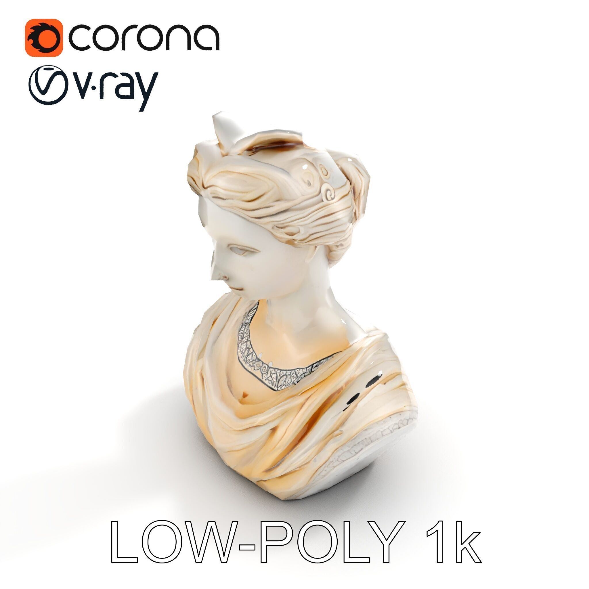 Classical Bust Sculpture Model Pack Low-poly 3D model_7