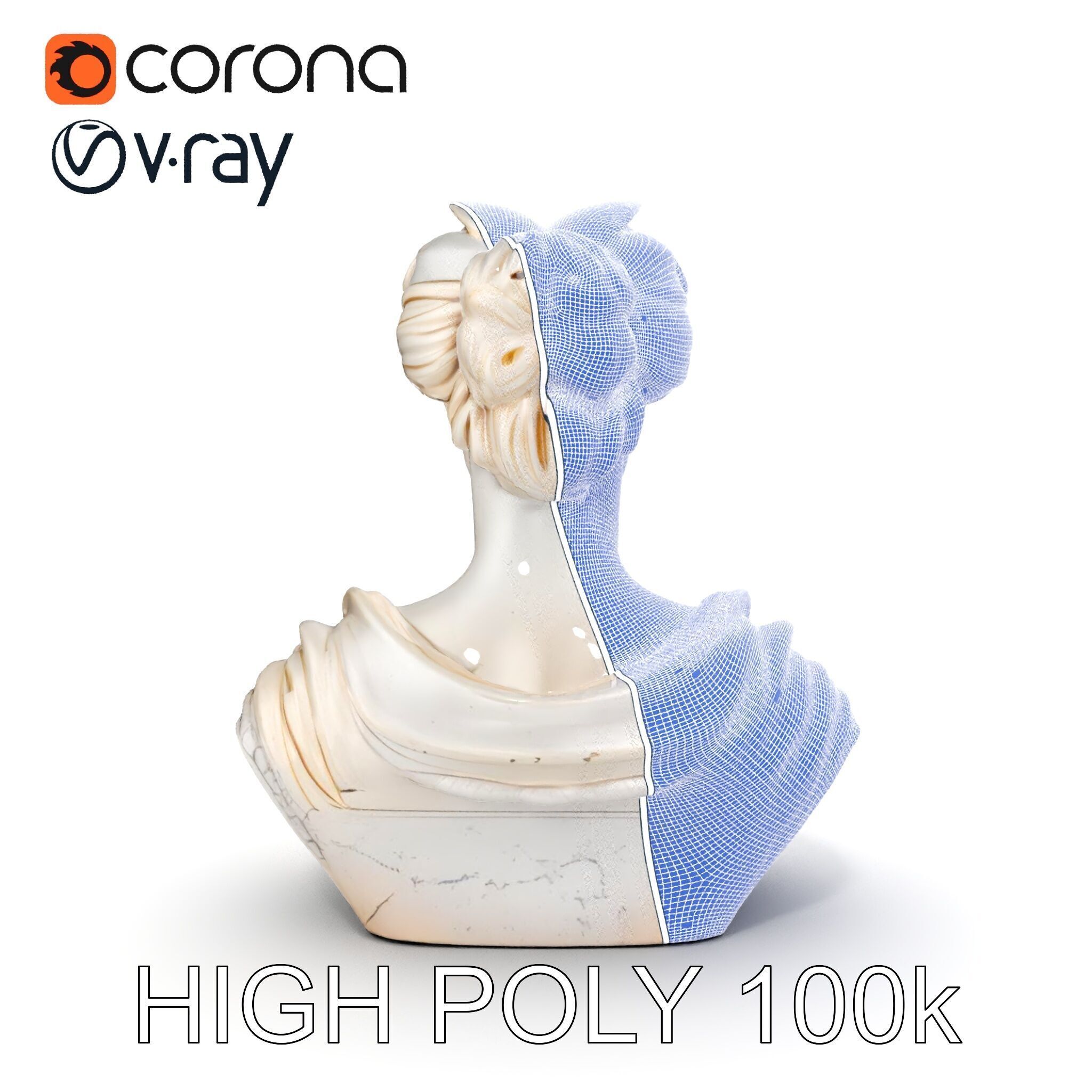 Classical Bust Sculpture Model Pack Low-poly 3D model_32