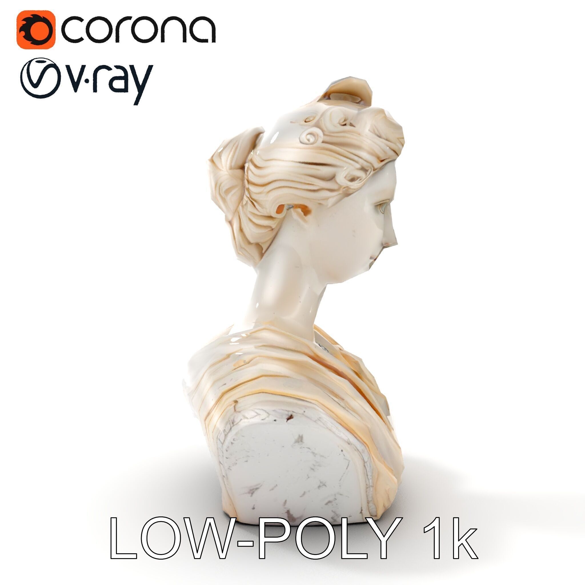 Classical Bust Sculpture Model Pack Low-poly 3D model_17