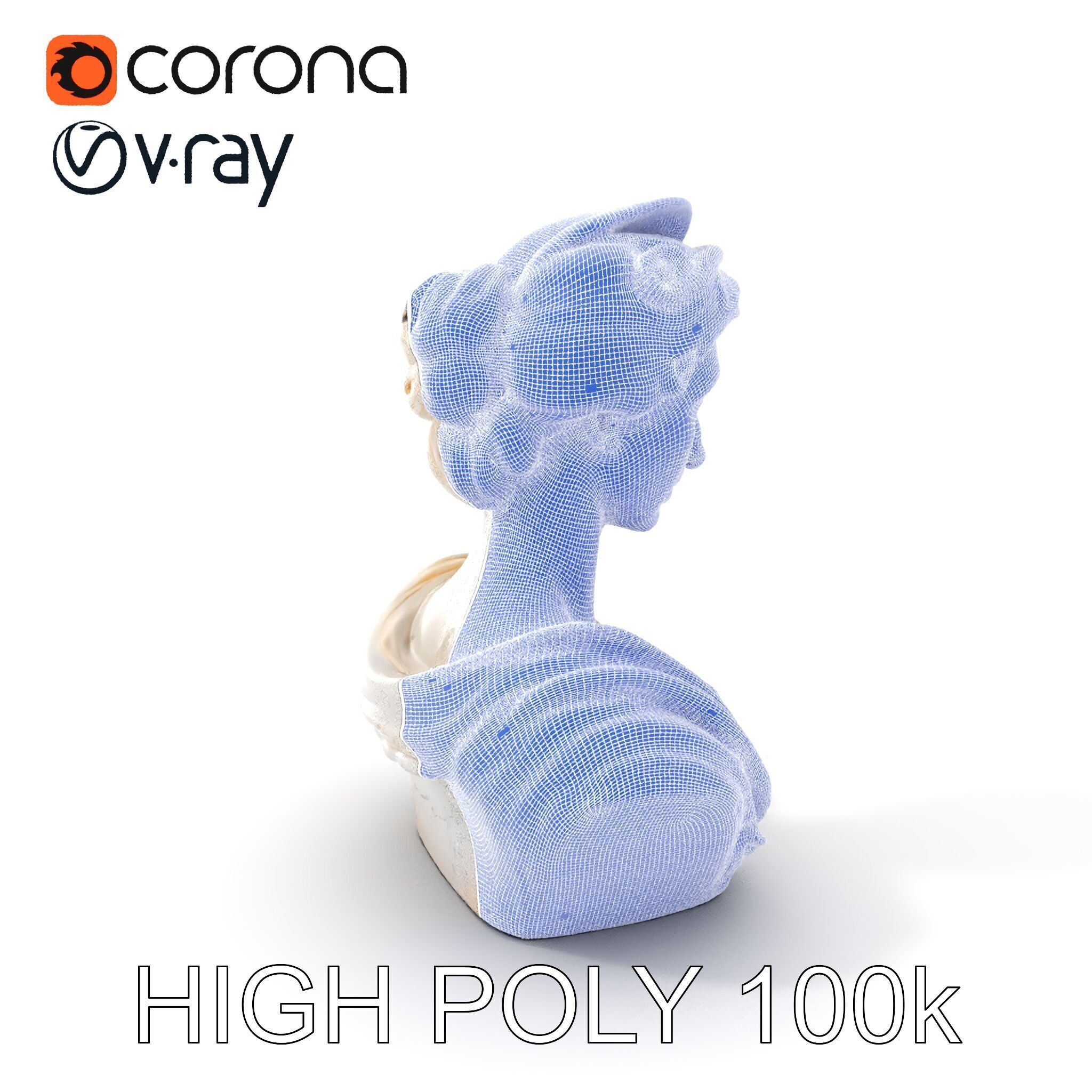 Classical Bust Sculpture Model Pack Low-poly 3D model_4