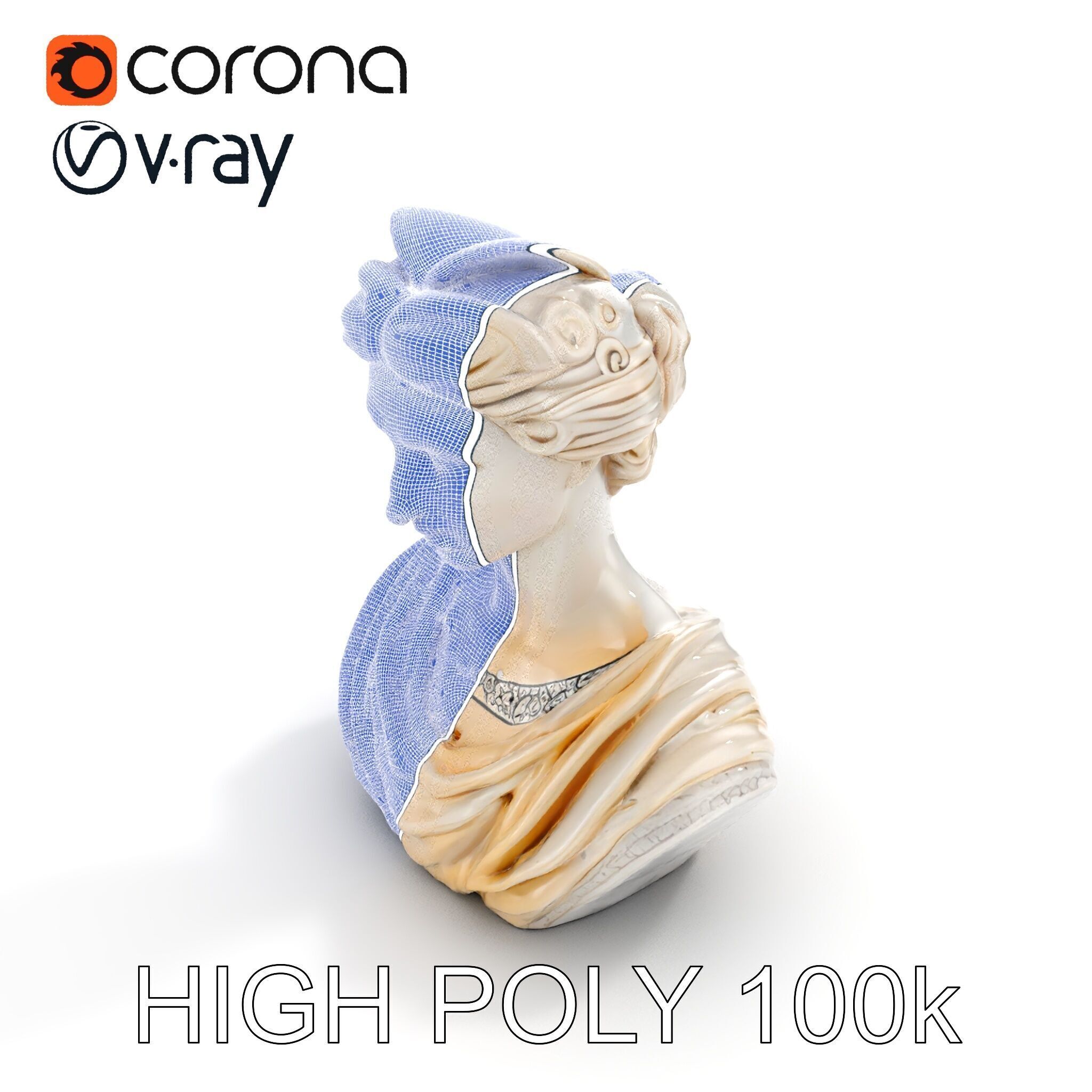 Classical Bust Sculpture Model Pack Low-poly 3D model_35