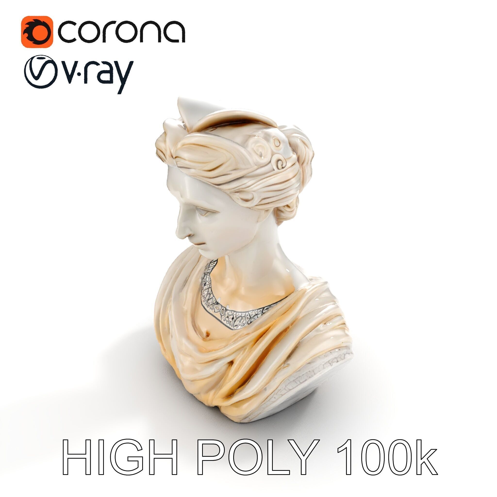 Classical Bust Sculpture Model Pack Low-poly 3D model_12