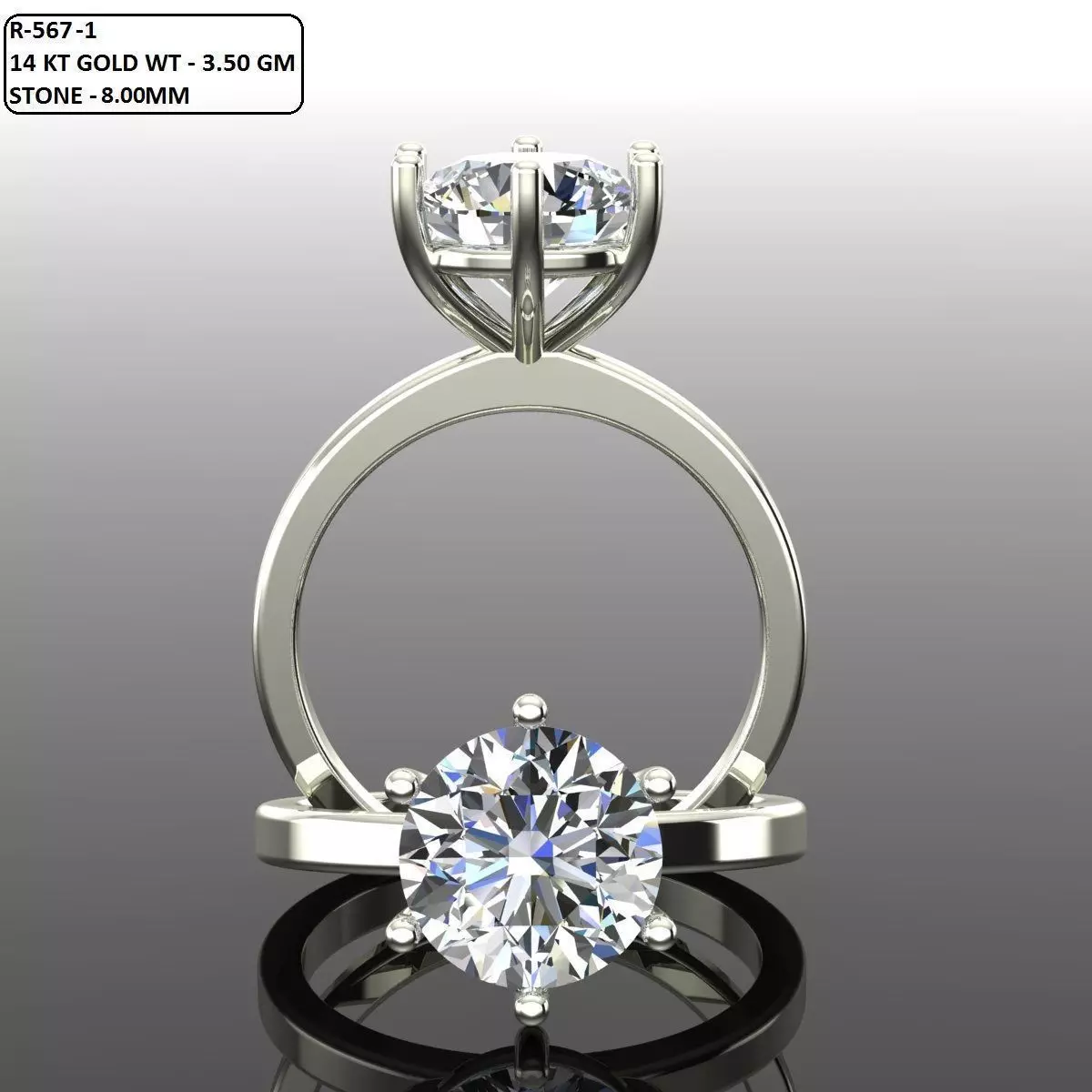 Solitaire Ring 3D print model_0