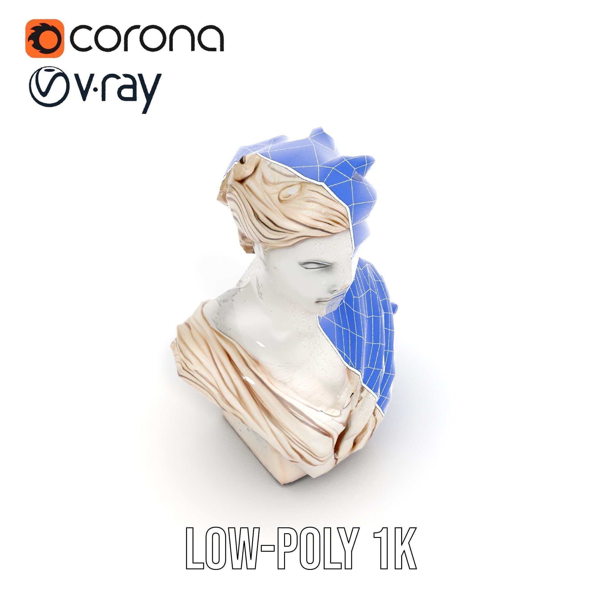 Classical Bust Sculpture Model Pack Low-poly 3D model_26