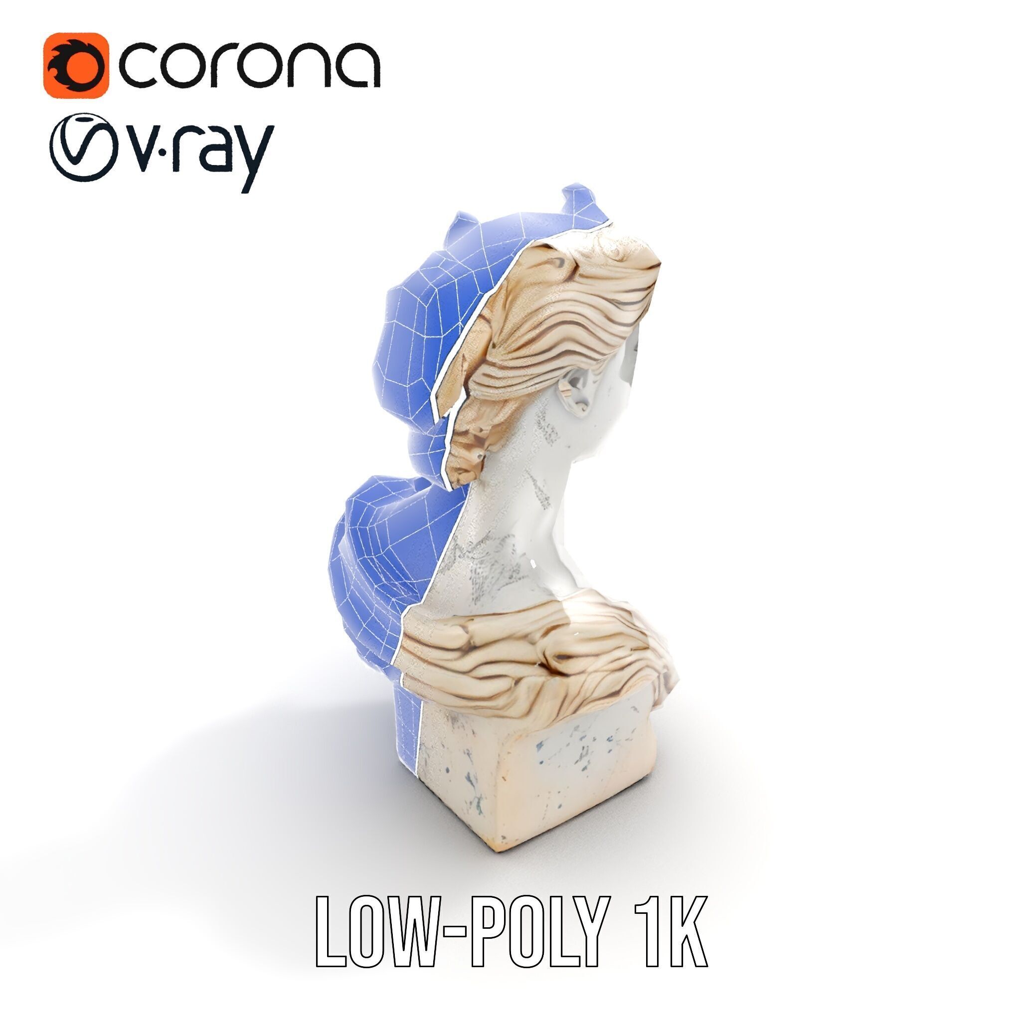 Classical Bust Sculpture Model Pack Low-poly 3D model_12