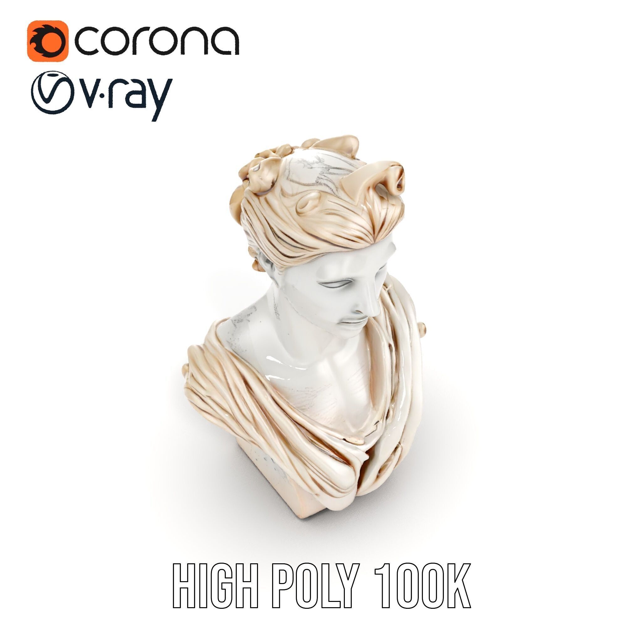 Classical Bust Sculpture Model Pack Low-poly 3D model_13