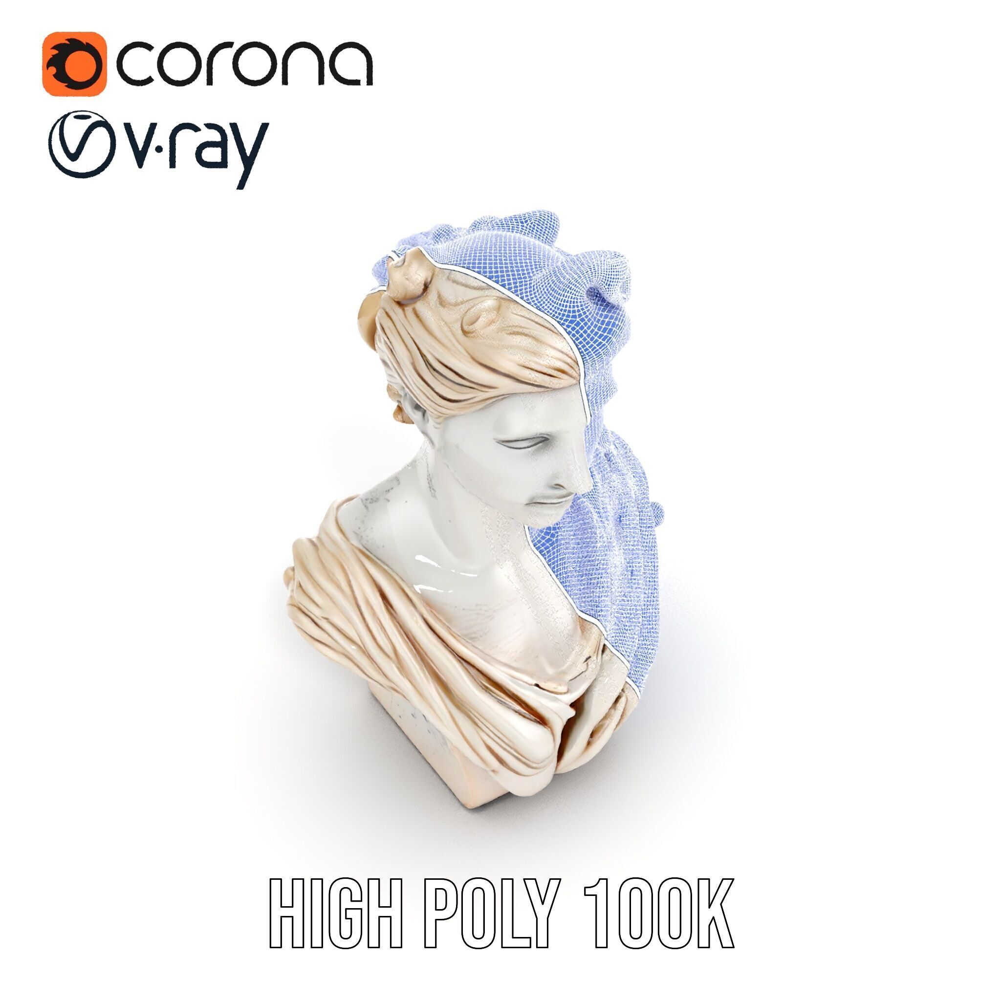 Classical Bust Sculpture Model Pack Low-poly 3D model_32