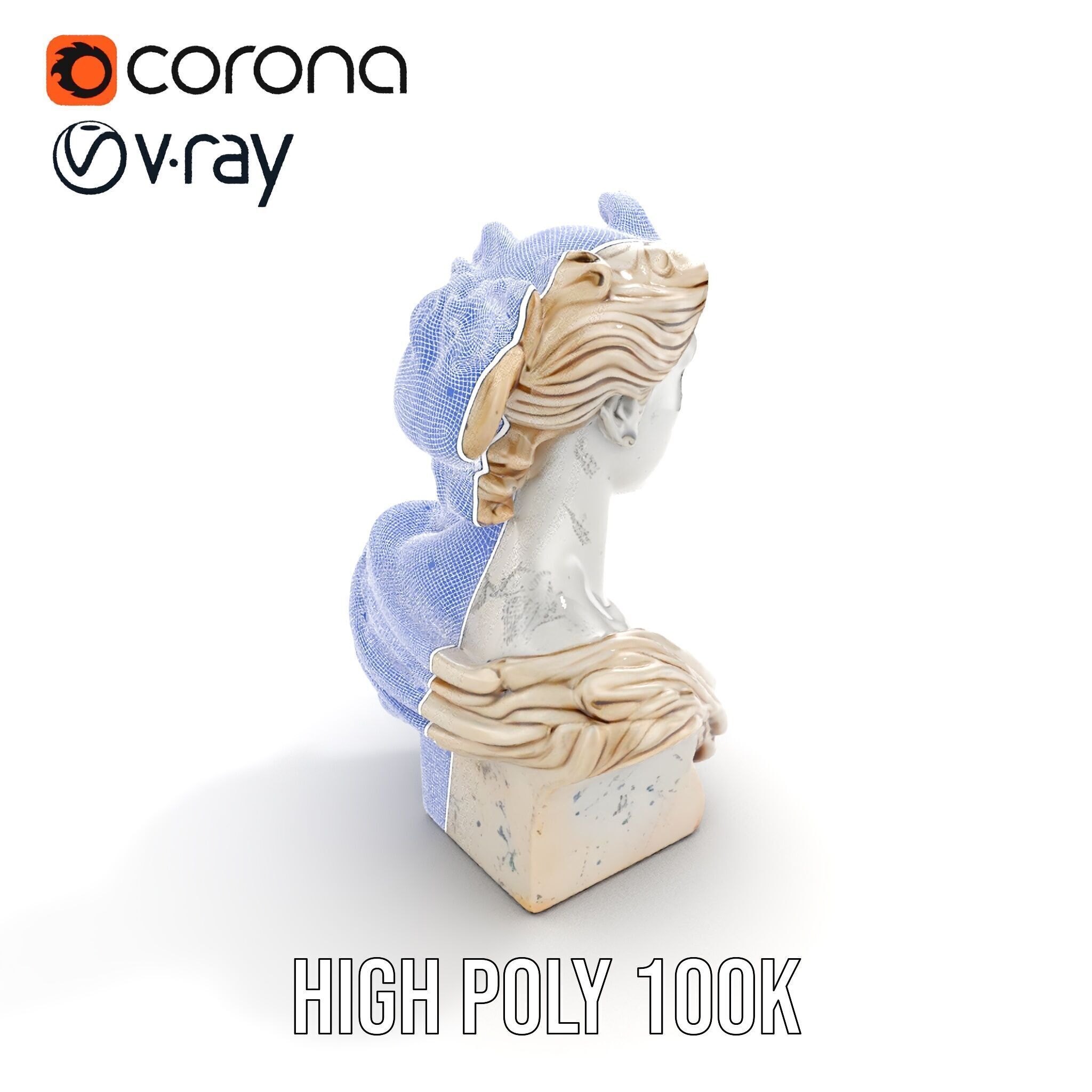 Classical Bust Sculpture Model Pack Low-poly 3D model_27