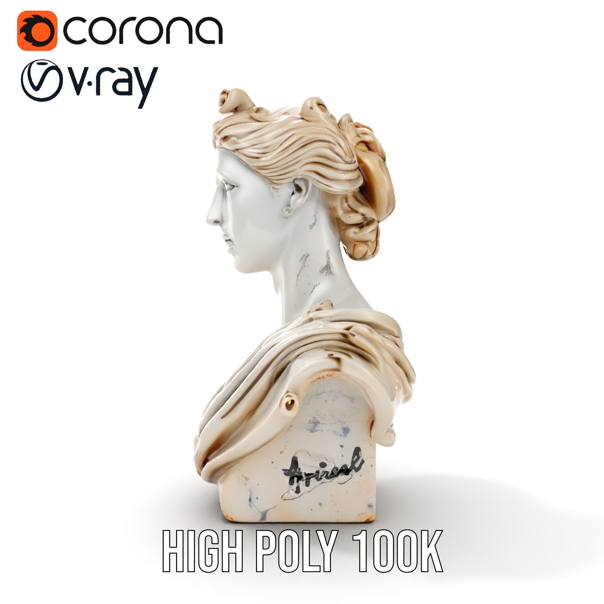 Classical Bust Sculpture Model Pack Low-poly 3D model_10