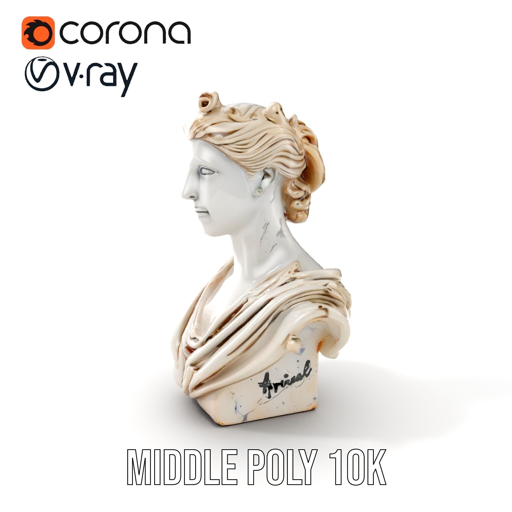 Classical Bust Sculpture Model Pack Low-poly 3D model_6