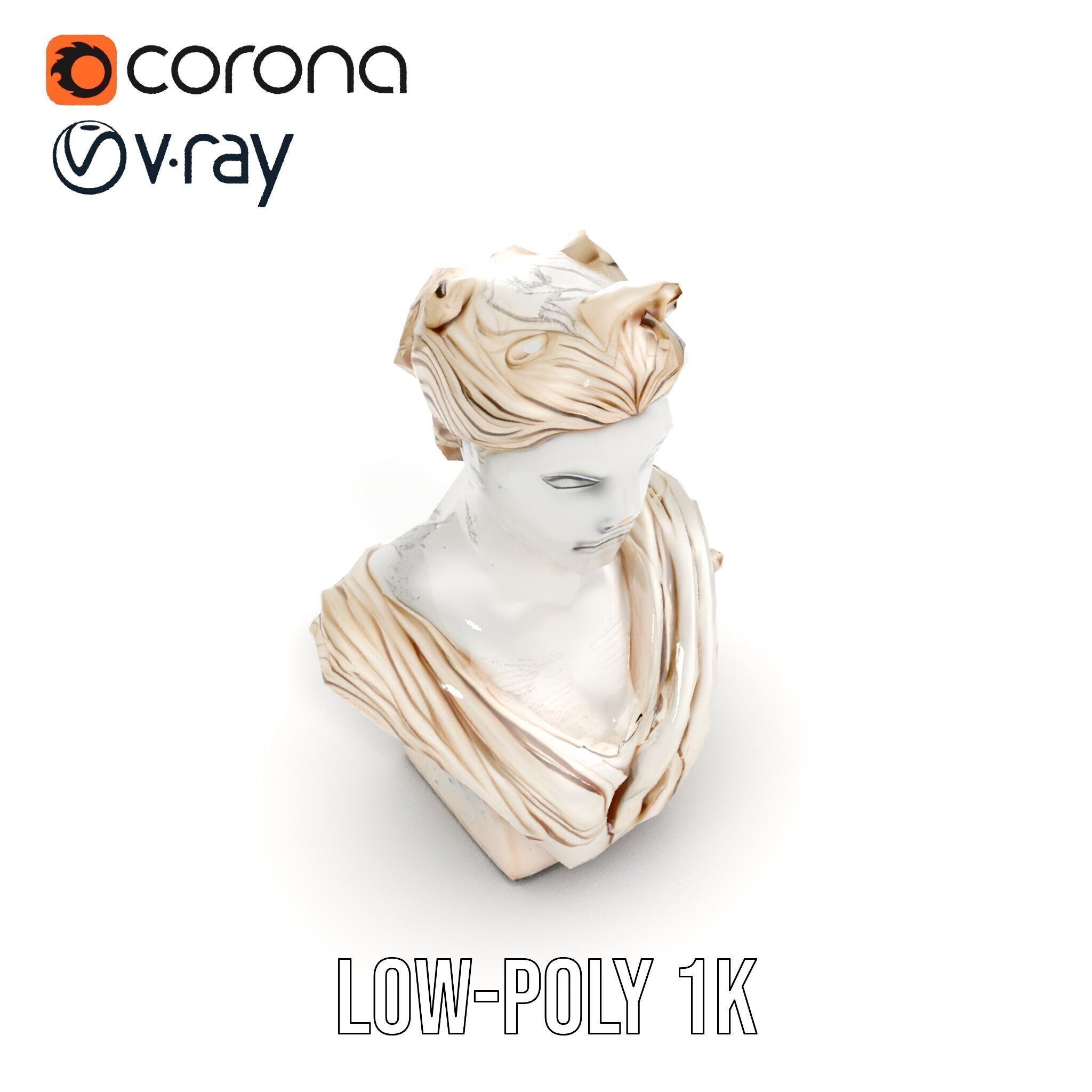 Classical Bust Sculpture Model Pack Low-poly 3D model_7