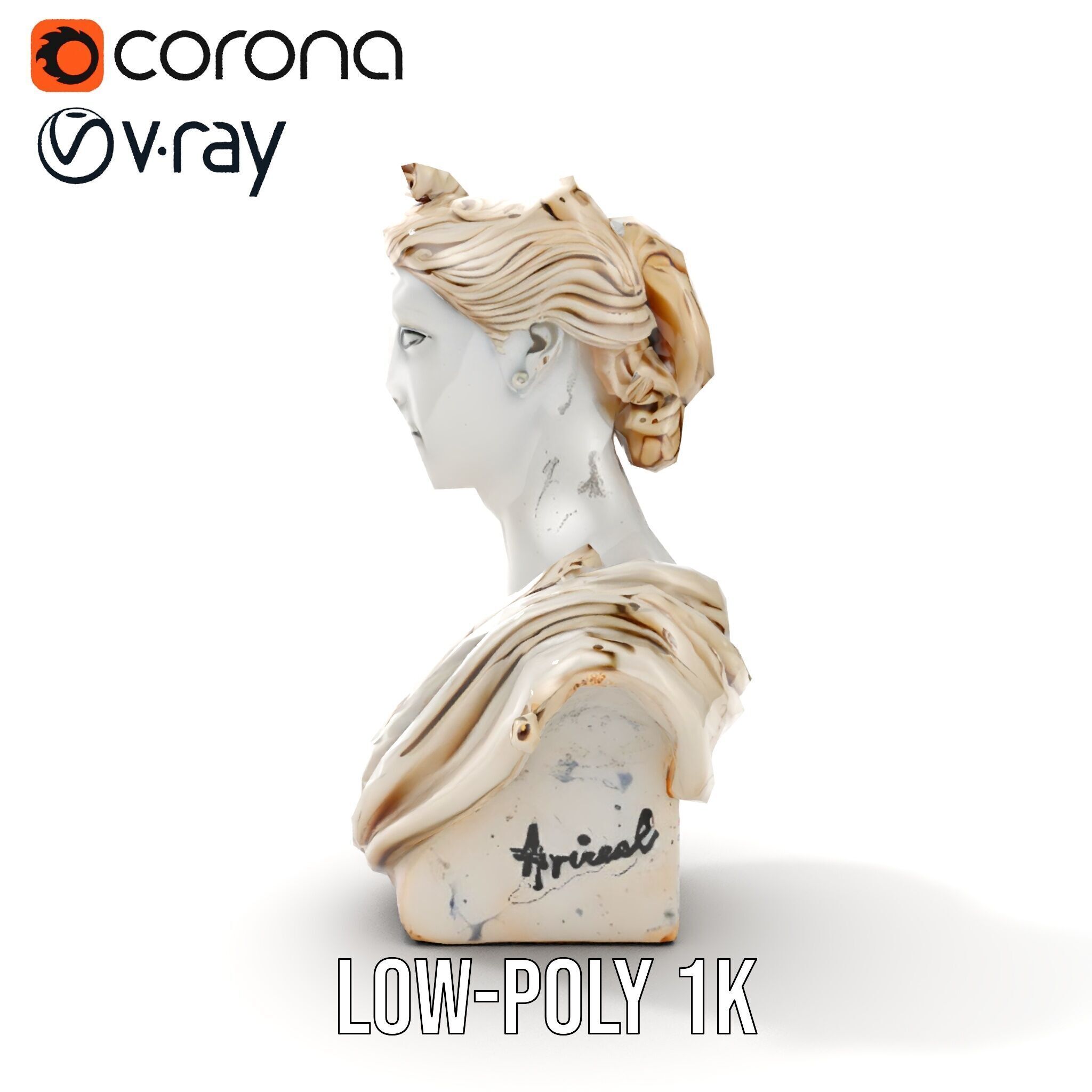 Classical Bust Sculpture Model Pack Low-poly 3D model_9