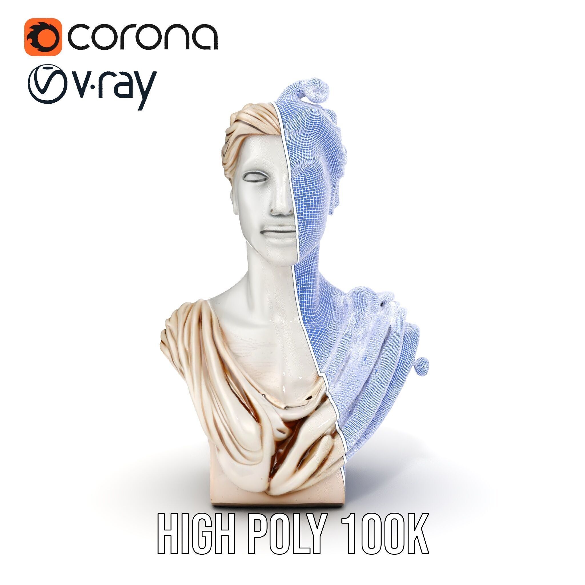 Classical Bust Sculpture Model Pack Low-poly 3D model_24