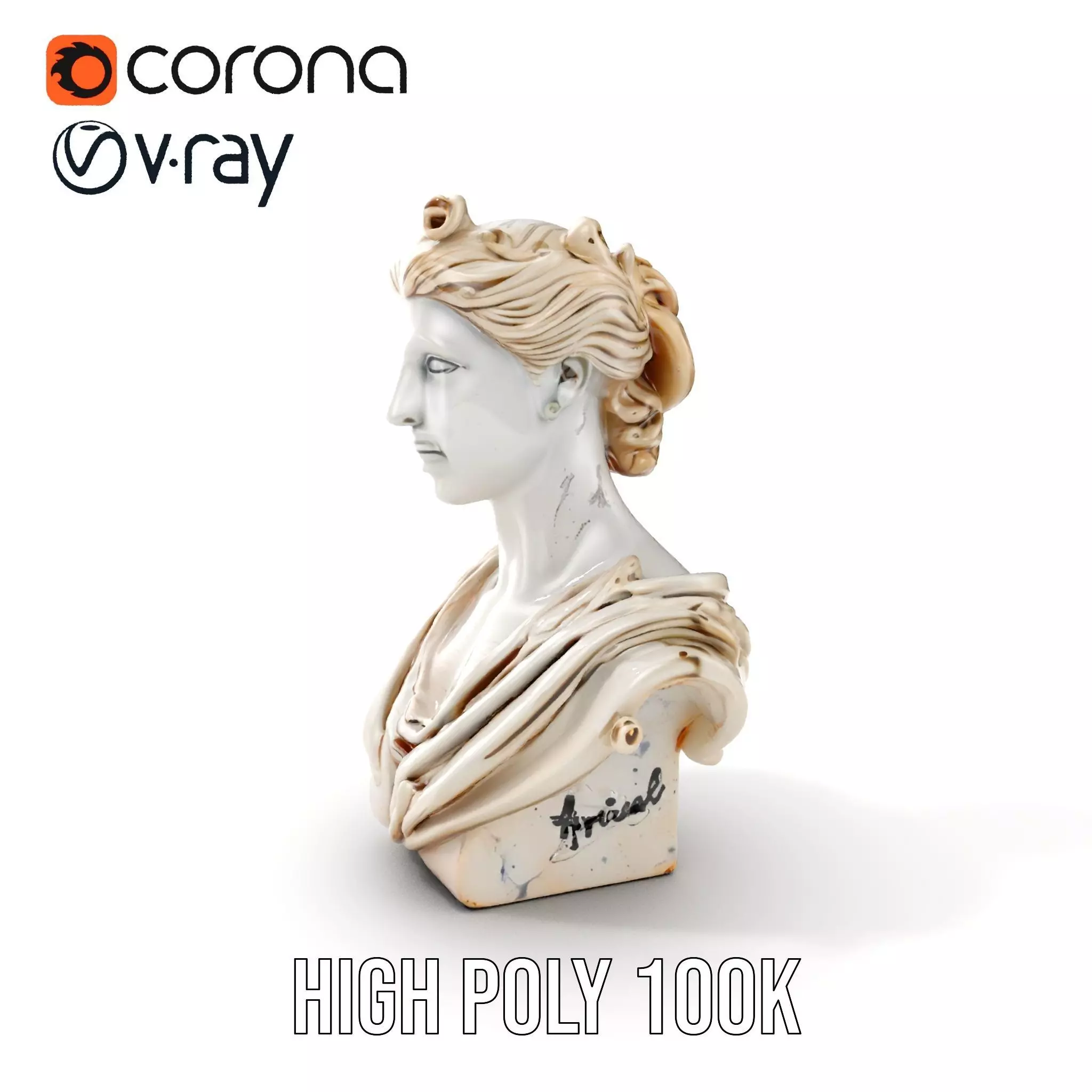 Classical Bust Sculpture Model Pack Low-poly 3D model_0