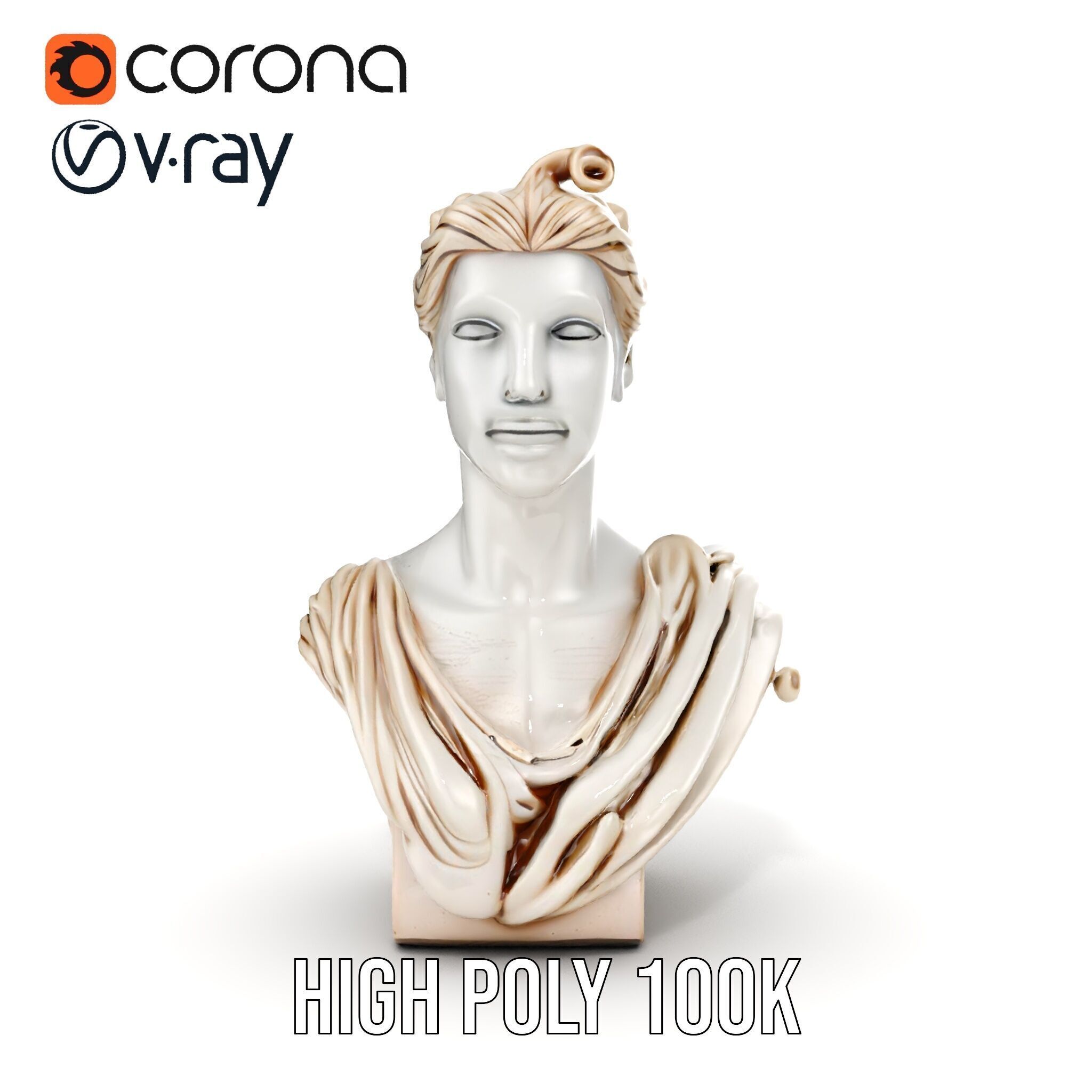 Classical Bust Sculpture Model Pack Low-poly 3D model_19