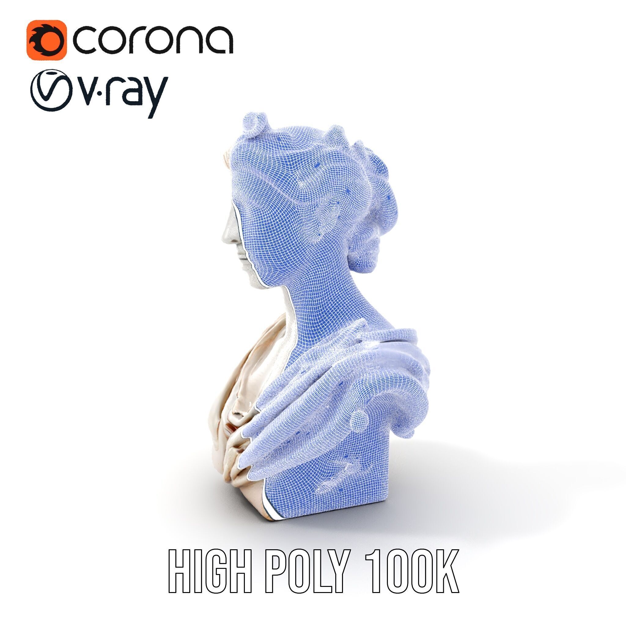 Classical Bust Sculpture Model Pack Low-poly 3D model_4