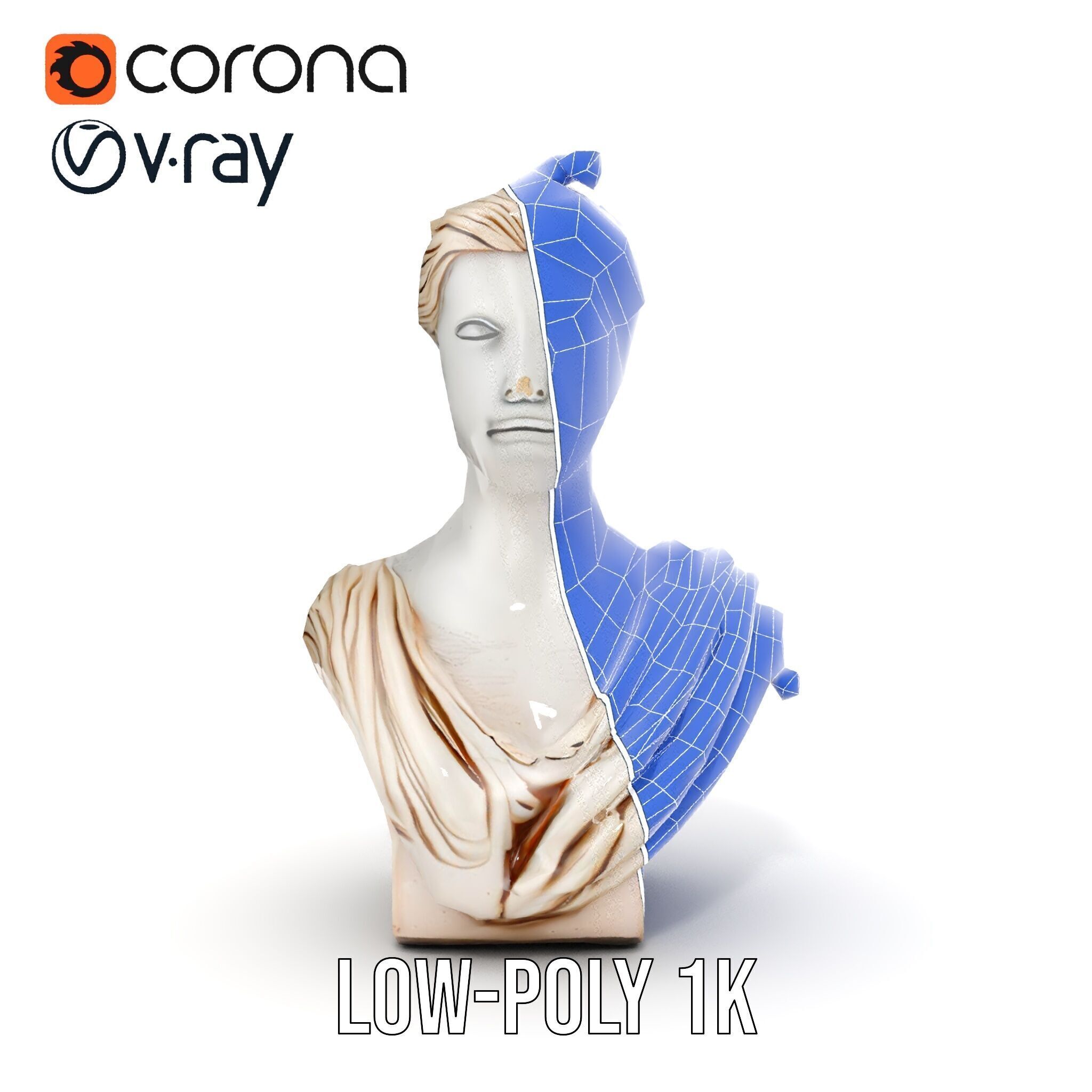 Classical Bust Sculpture Model Pack Low-poly 3D model_31