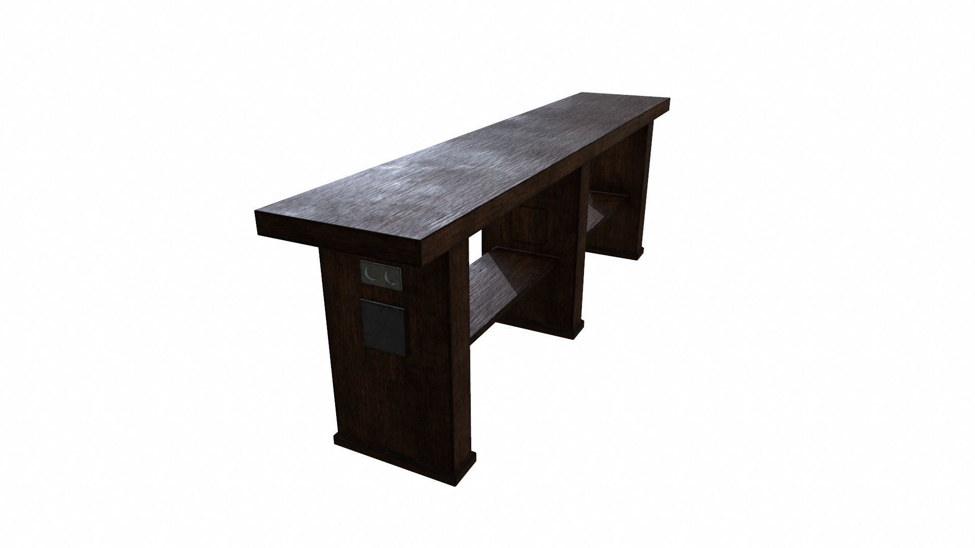 Low Poly Table wooden console Low-poly 3D model_2