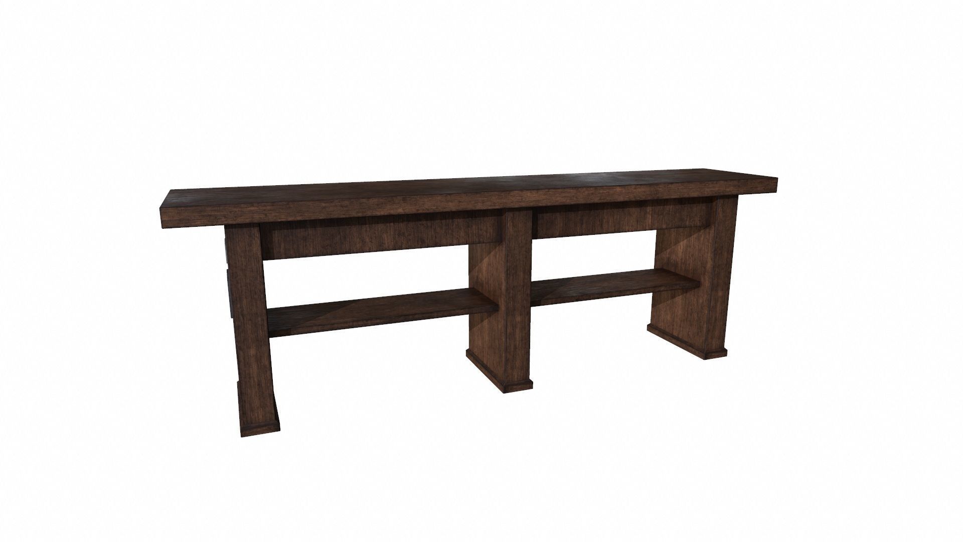 Low Poly Table wooden console Low-poly 3D model_3