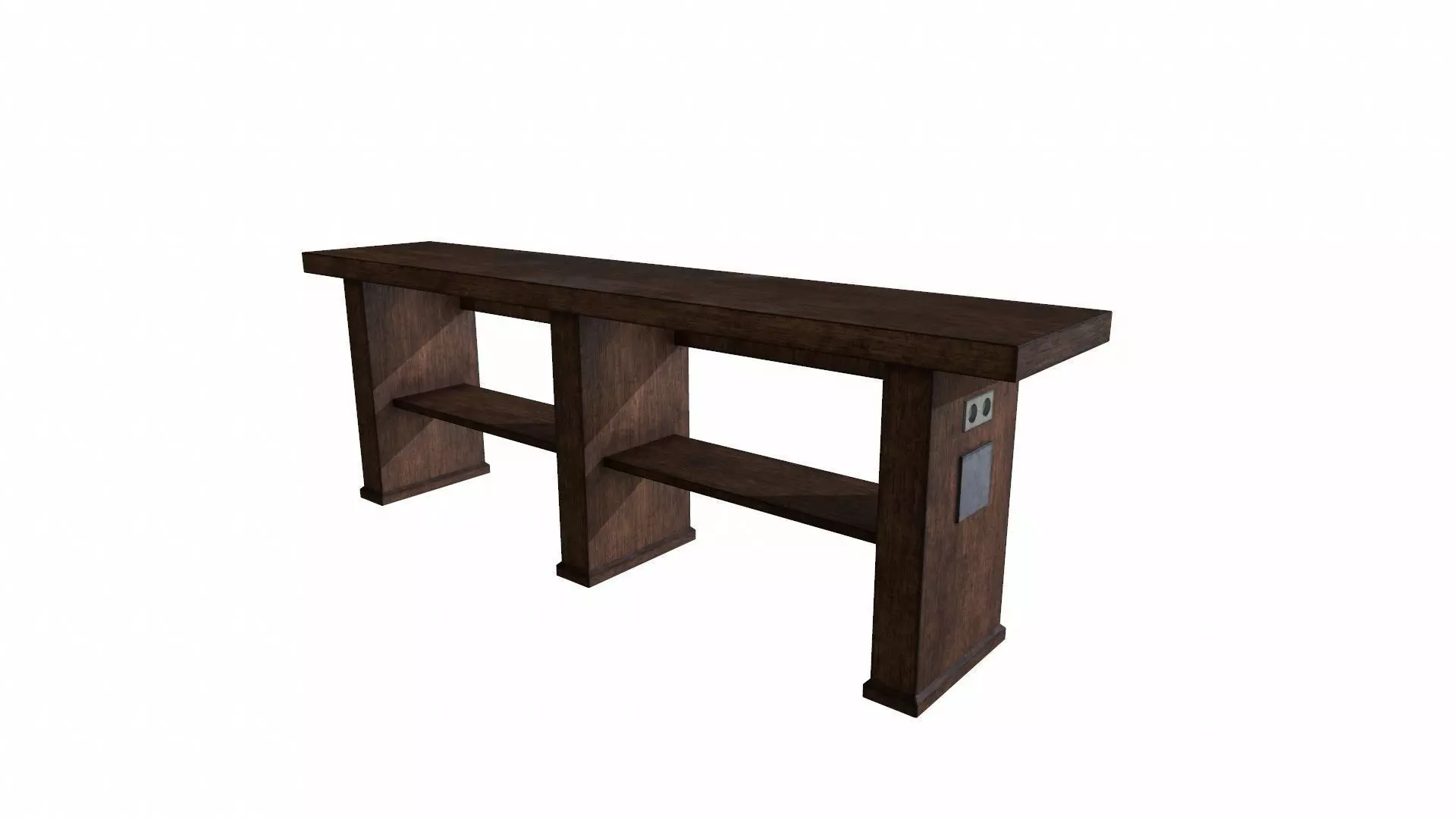 Low Poly Table wooden console Low-poly 3D model_0